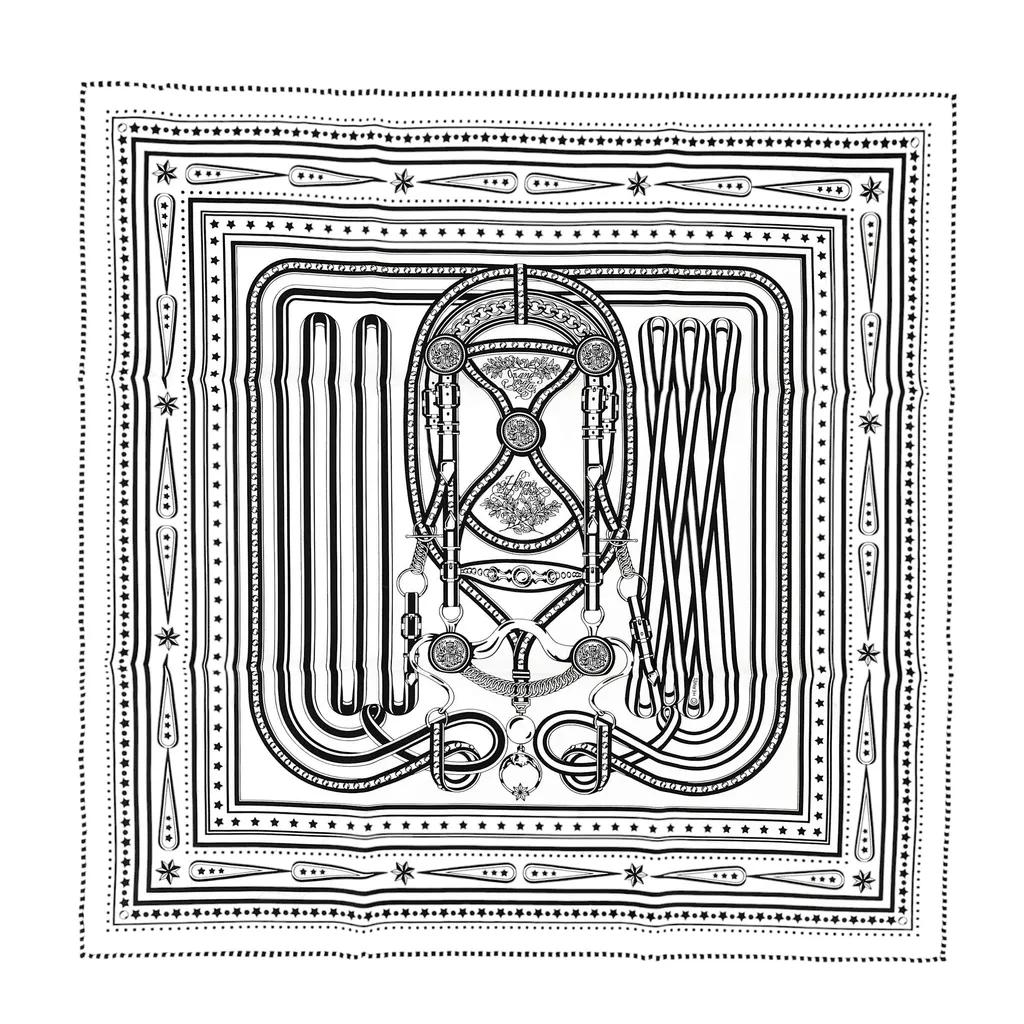 Carre 55 scarf Grand Tralala Black White