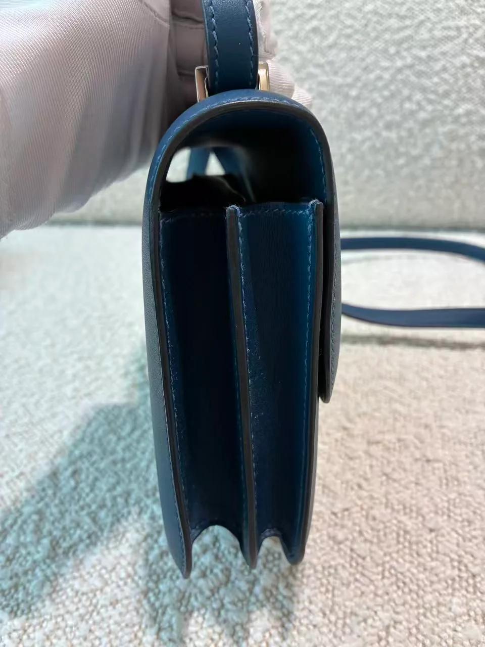 Very Good ( Rank A) HERMÈS Constance Mini Bleu Izmir (7W) Swift Palladium hardware D (2019) - 12
