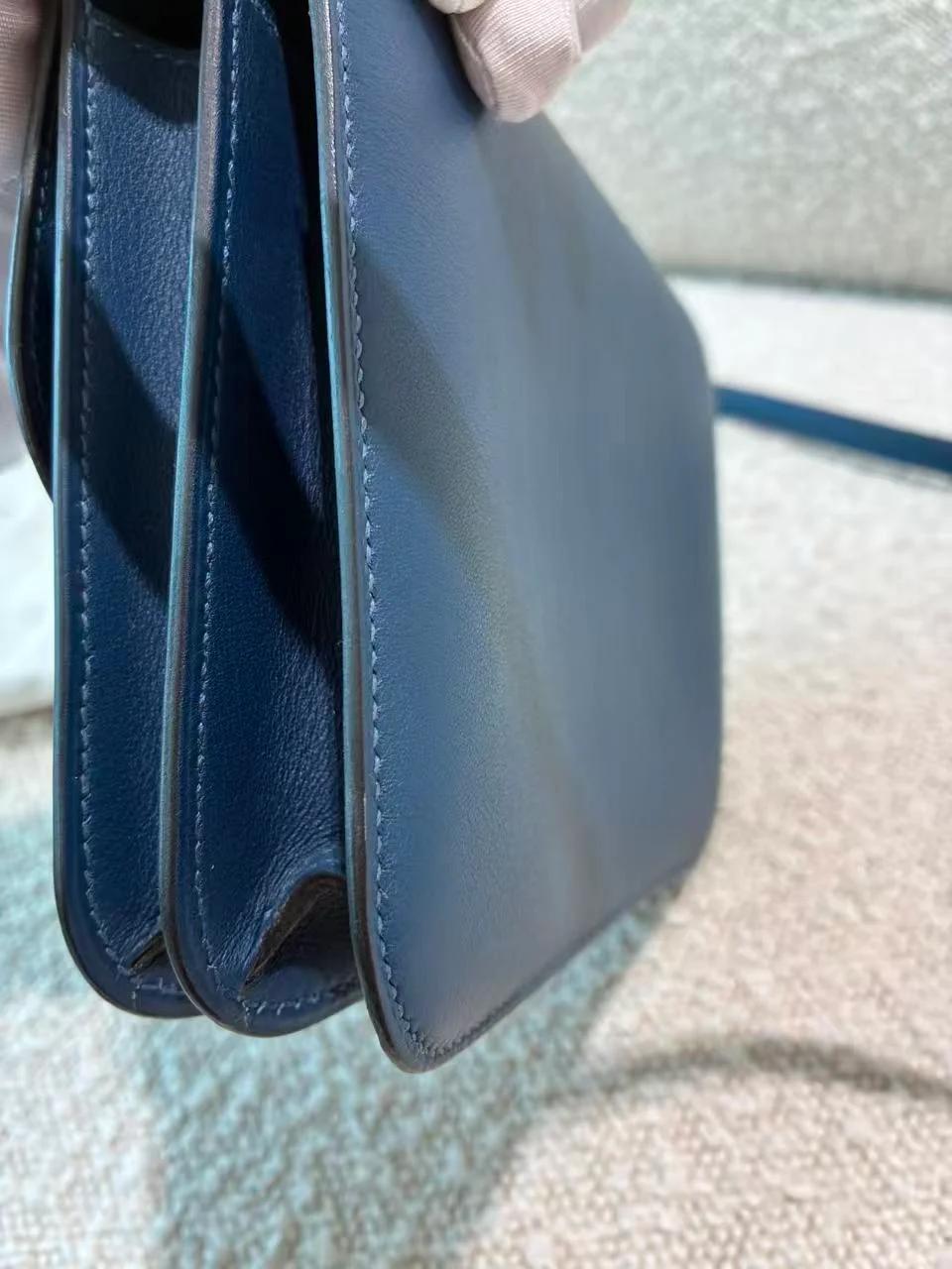 Very Good ( Rank A) HERMÈS Constance Mini Bleu Izmir (7W) Swift Palladium hardware D (2019) - 6