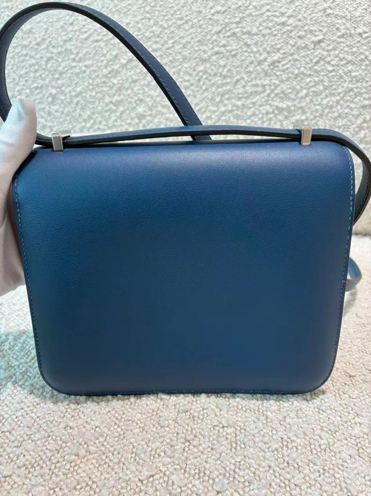 Very Good ( Rank A) HERMÈS Constance Mini Bleu Izmir (7W) Swift Palladium hardware D (2019) - 5
