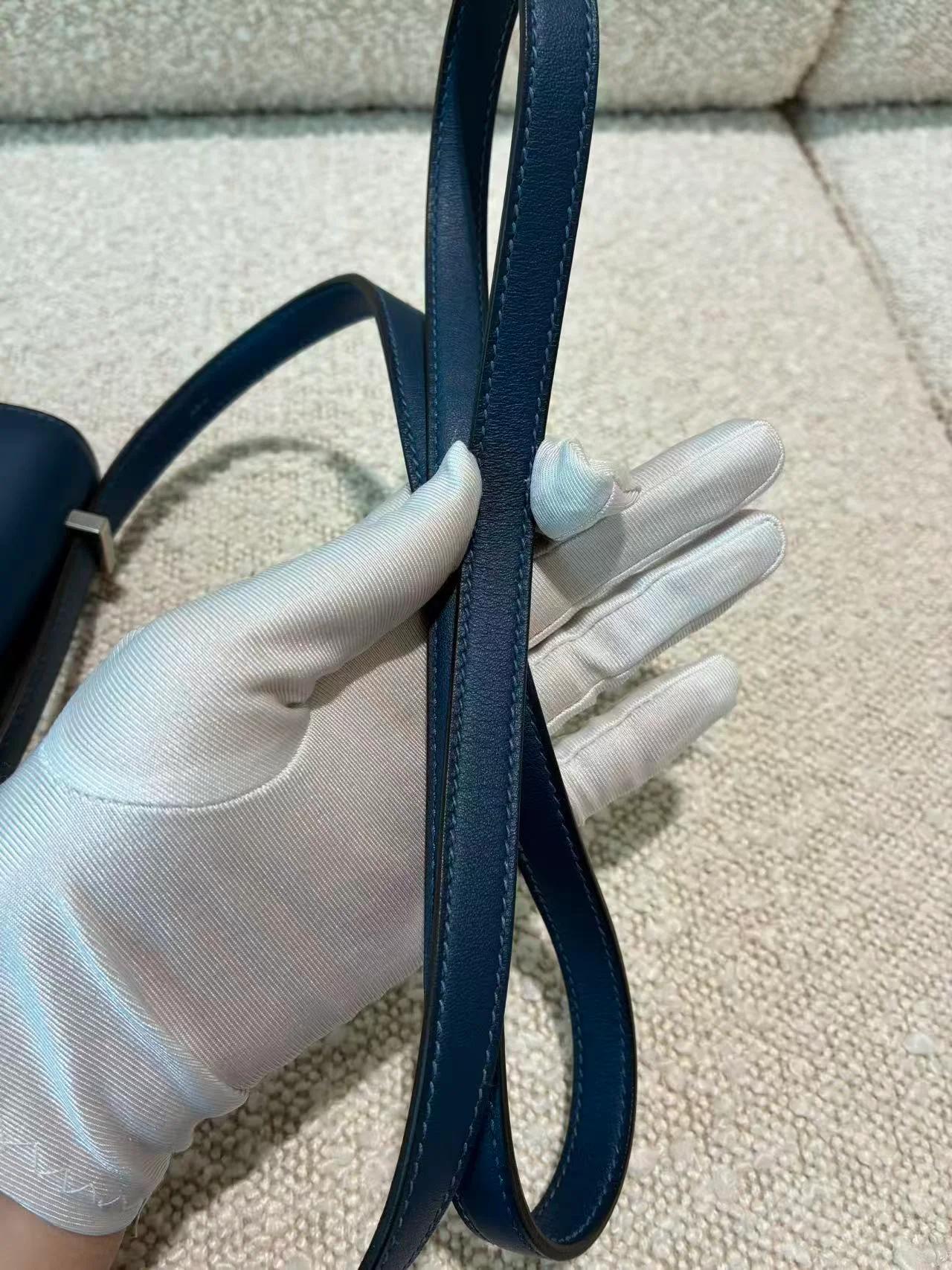 Very Good ( Rank A) HERMÈS Constance Mini Bleu Izmir (7W) Swift Palladium hardware D (2019) - 16