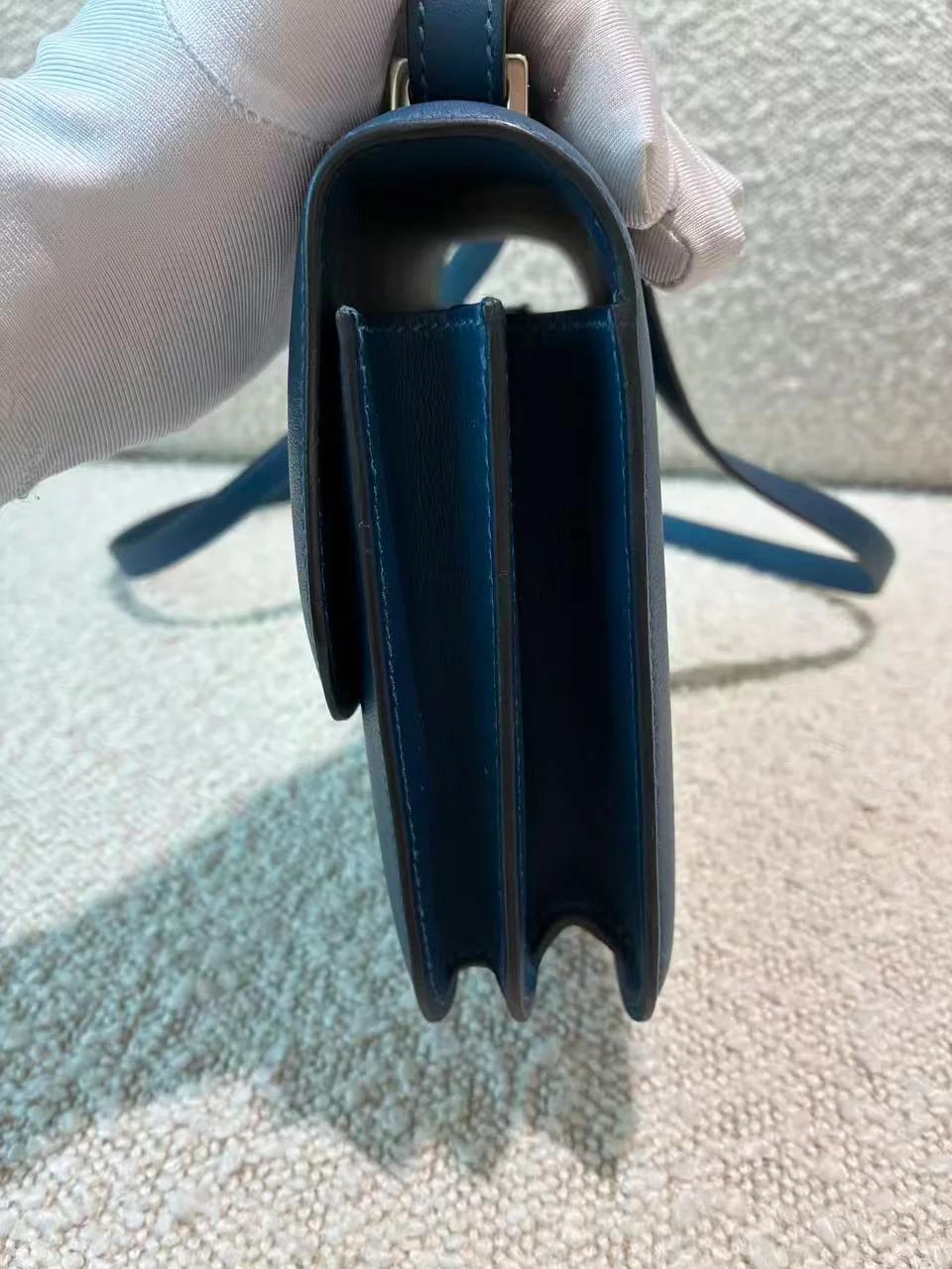 Very Good ( Rank A) HERMÈS Constance Mini Bleu Izmir (7W) Swift Palladium hardware D (2019) - 14