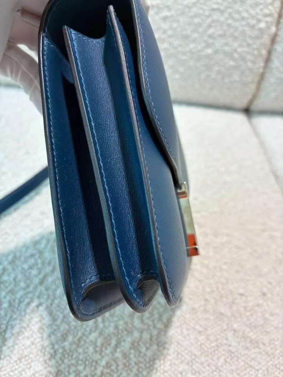 Very Good ( Rank A) HERMÈS Constance Mini Bleu Izmir (7W) Swift Palladium hardware D (2019) - 7