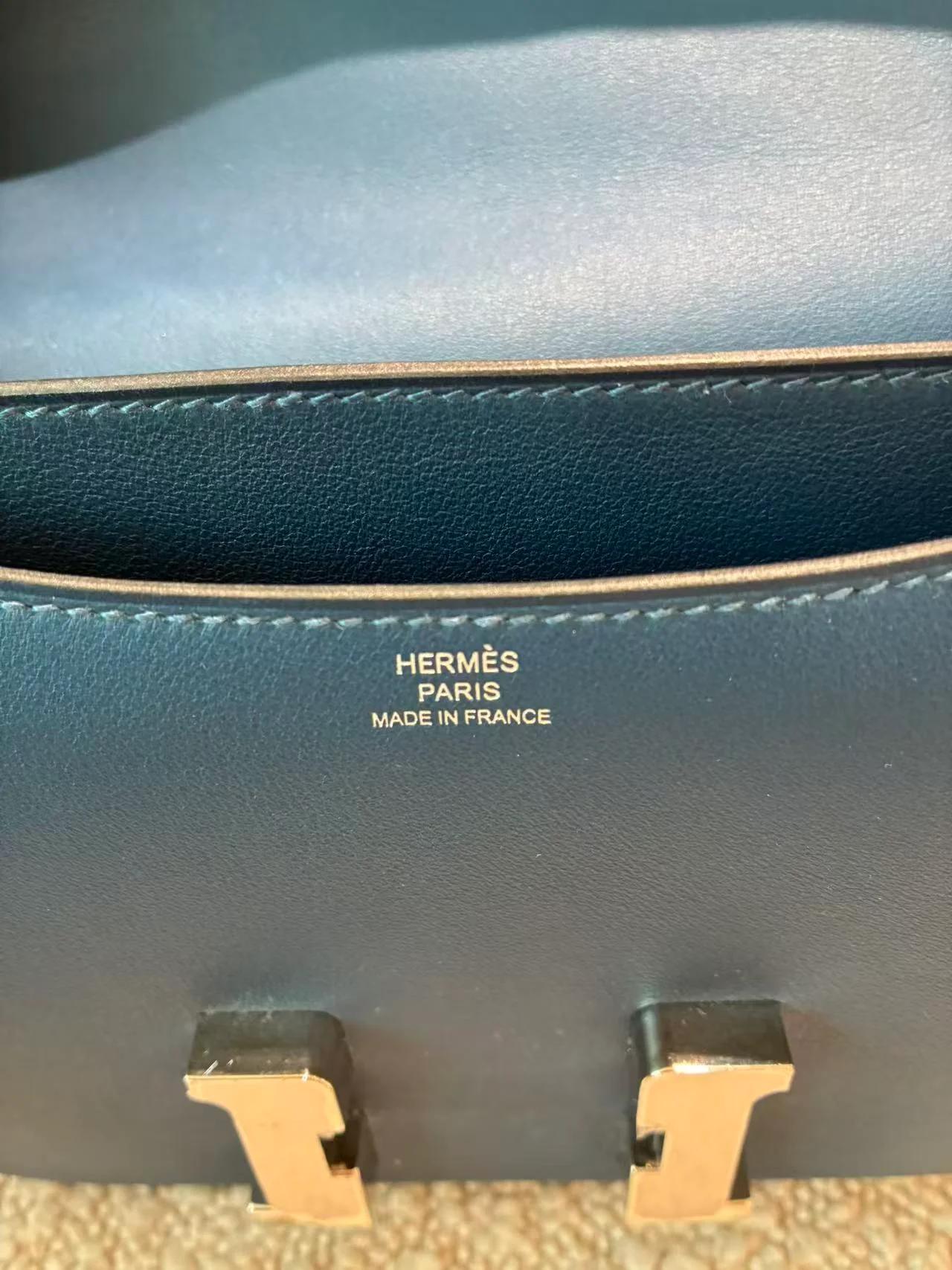 Very Good ( Rank A) HERMÈS Constance Mini Bleu Izmir (7W) Swift Palladium hardware D (2019) - 10