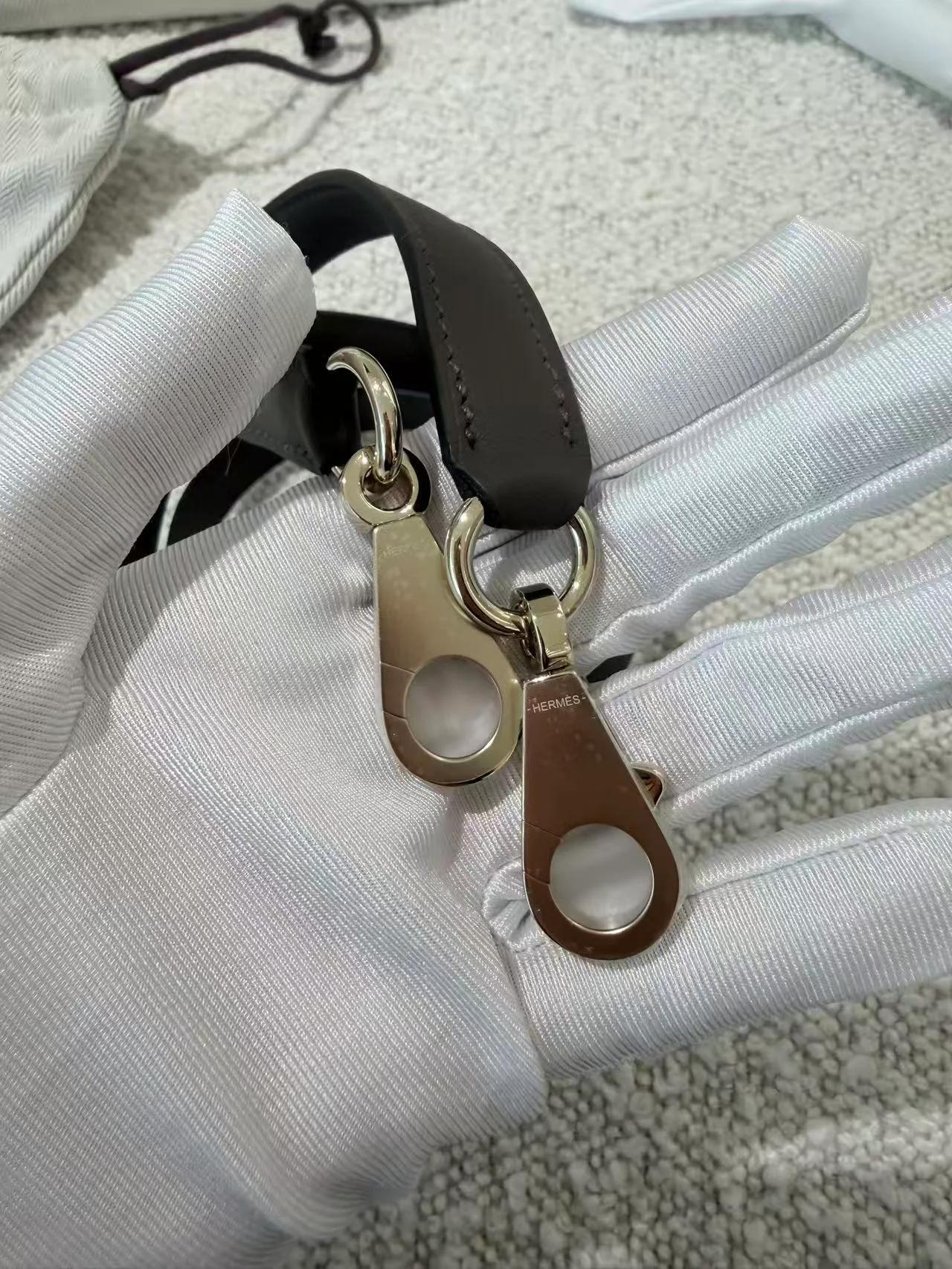 Brand New ( Rank N ) HERMÈS Kelly 25 Sellier Ecorce (4C) Beige Swift Toile H canvas Permabrass hardware K (2025) - 22