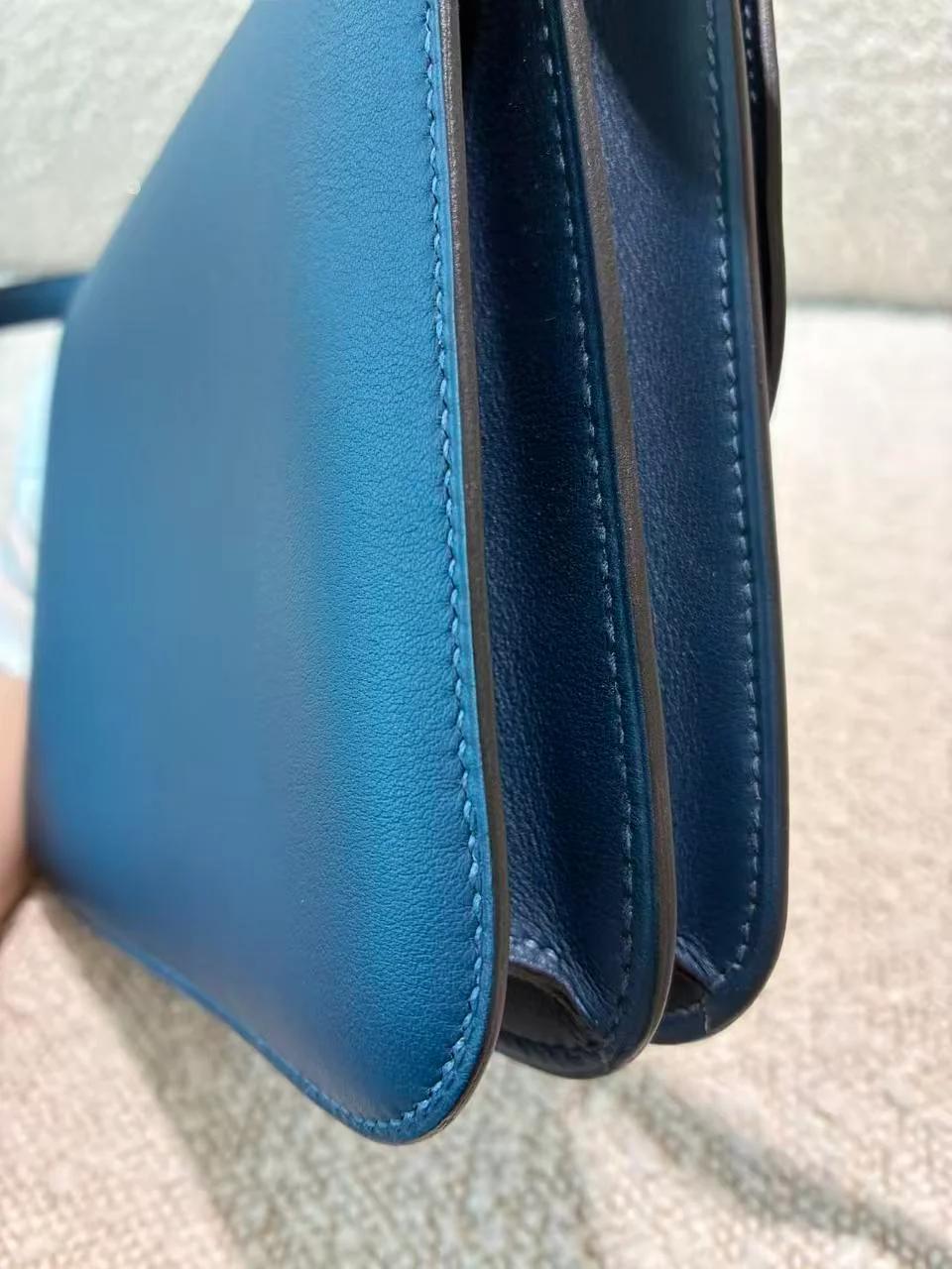 Very Good ( Rank A) HERMÈS Constance Mini Bleu Izmir (7W) Swift Palladium hardware D (2019) - 11