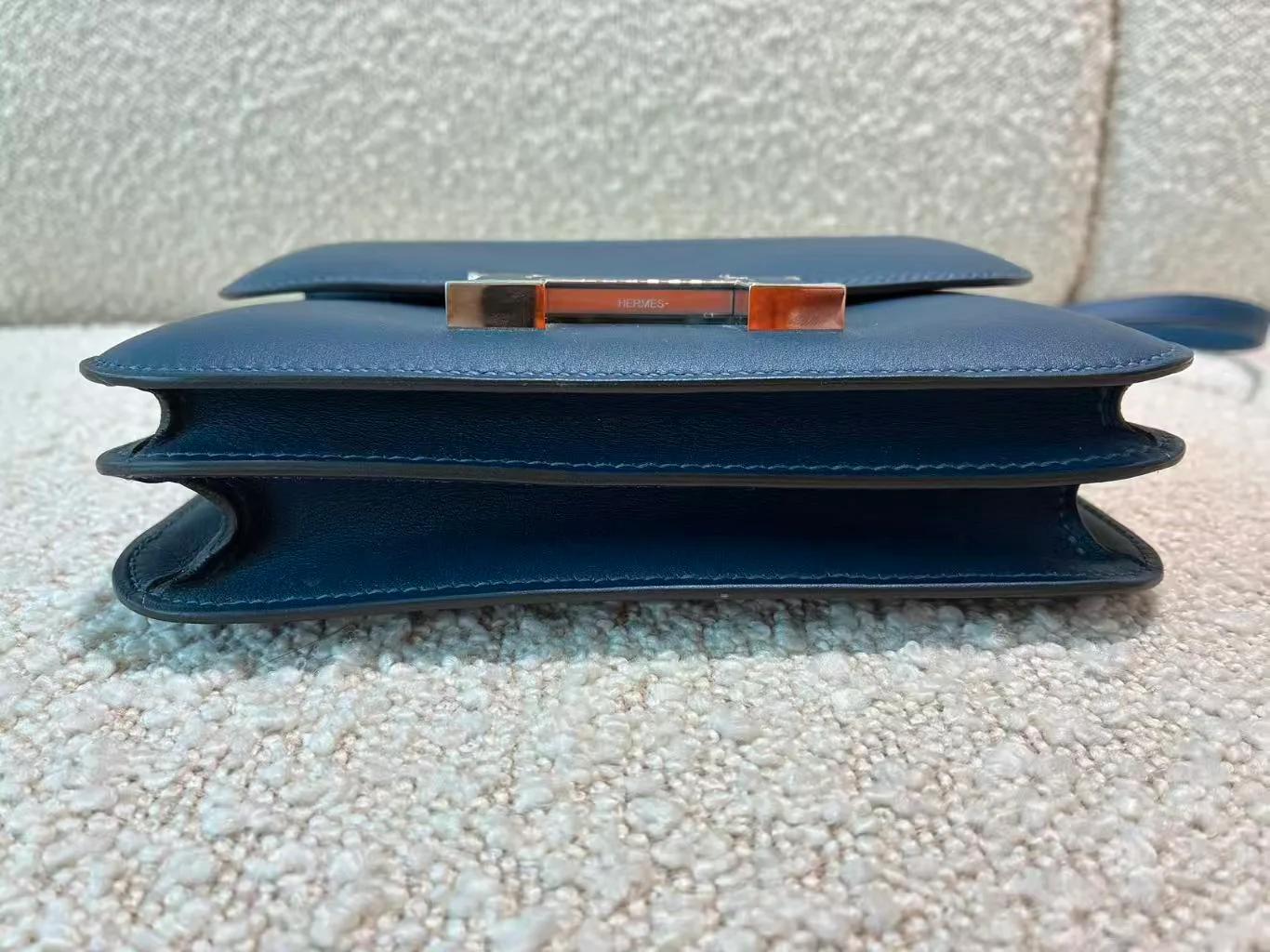 Very Good ( Rank A) HERMÈS Constance Mini Bleu Izmir (7W) Swift Palladium hardware D (2019) - 8