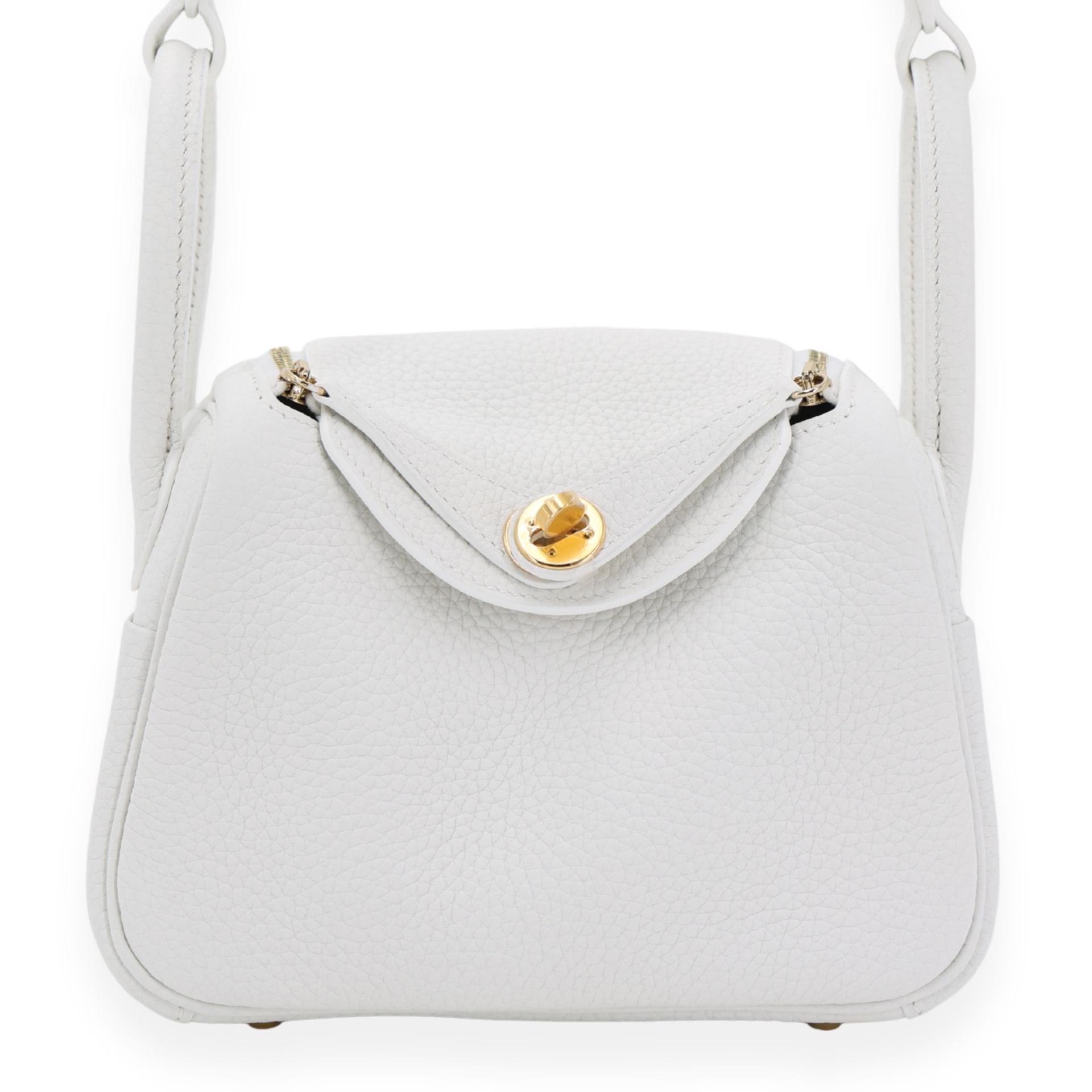 Unused ( Rank NS ) HERMÈS Mini Lindy New White (0U) Clemence Gold hardware B (2023) - 1