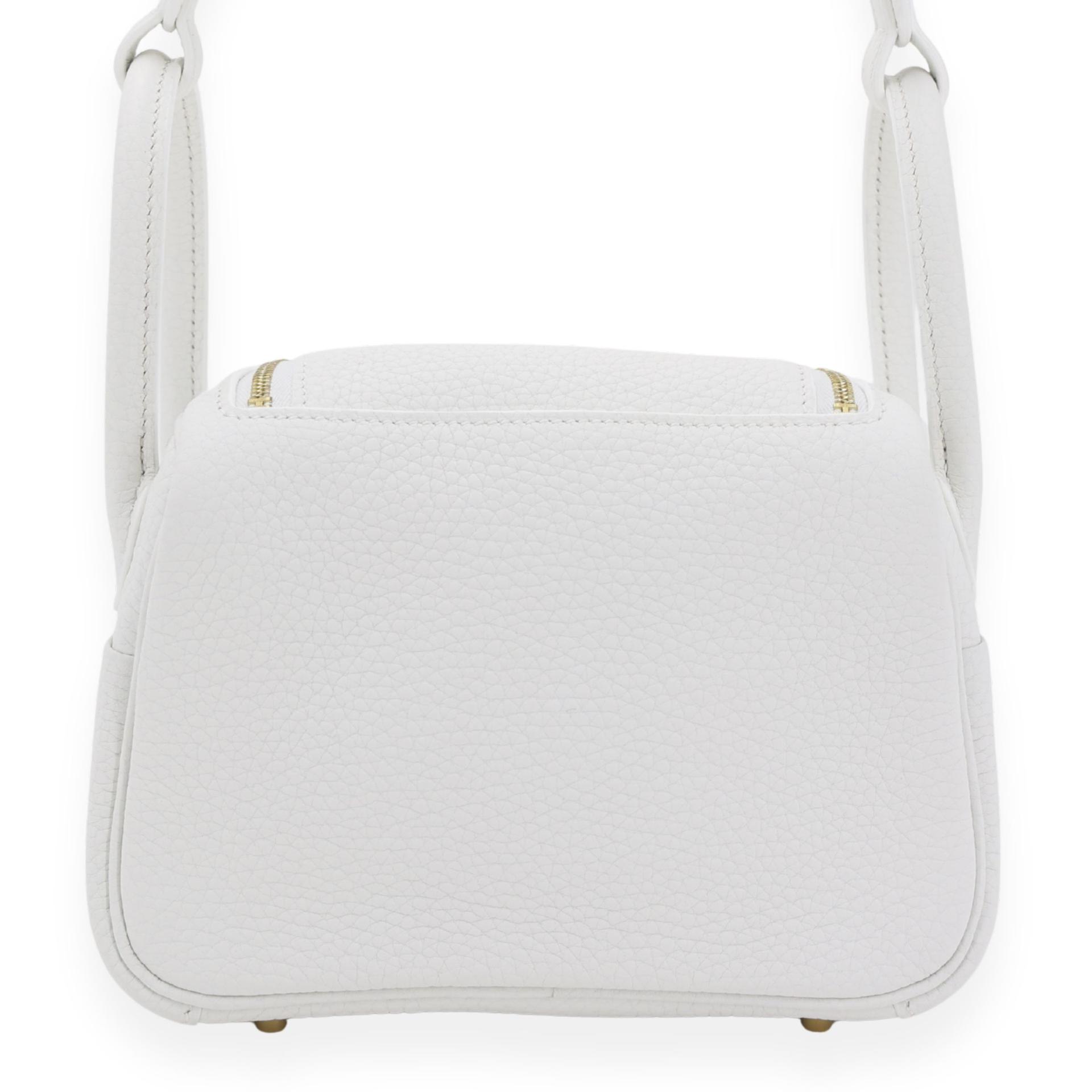 Unused ( Rank NS ) HERMÈS Mini Lindy New White (0U) Clemence Gold hardware B (2023) - 2