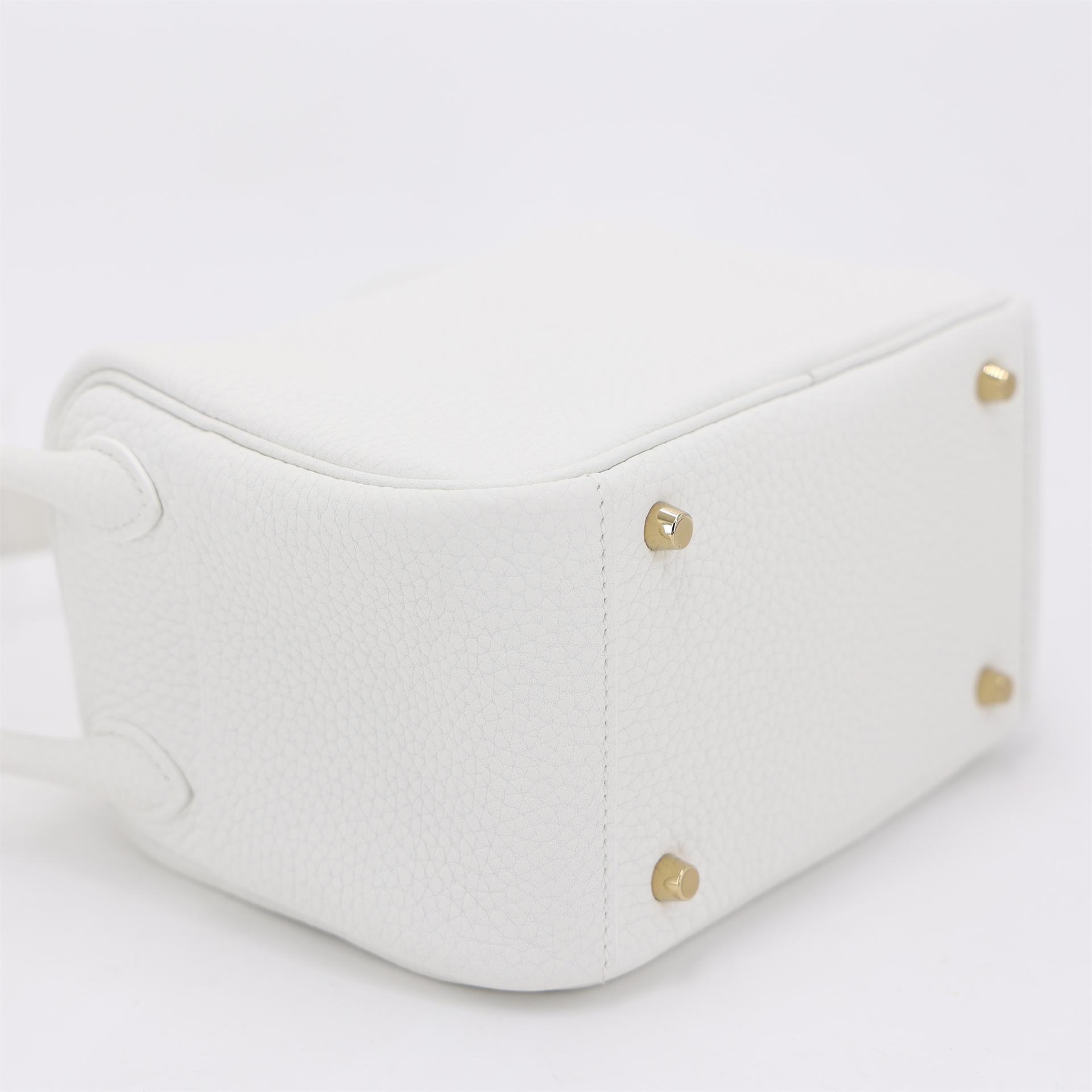 Unused ( Rank NS ) HERMÈS Mini Lindy New White (0U) Clemence Gold hardware B (2023) - 6