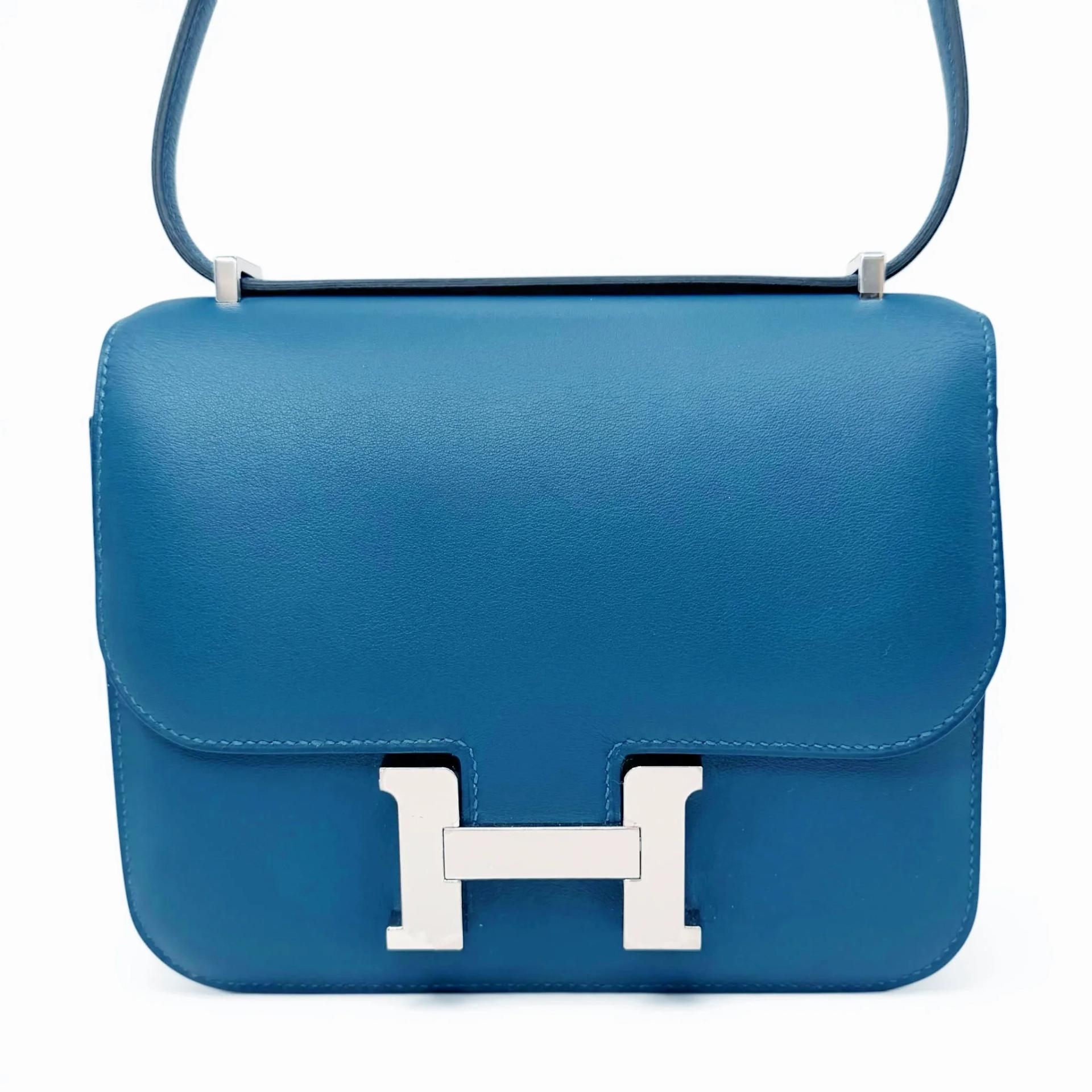Very Good ( Rank A) HERMÈS Constance Mini Bleu Izmir (7W) Swift Palladium hardware D (2019) - 1