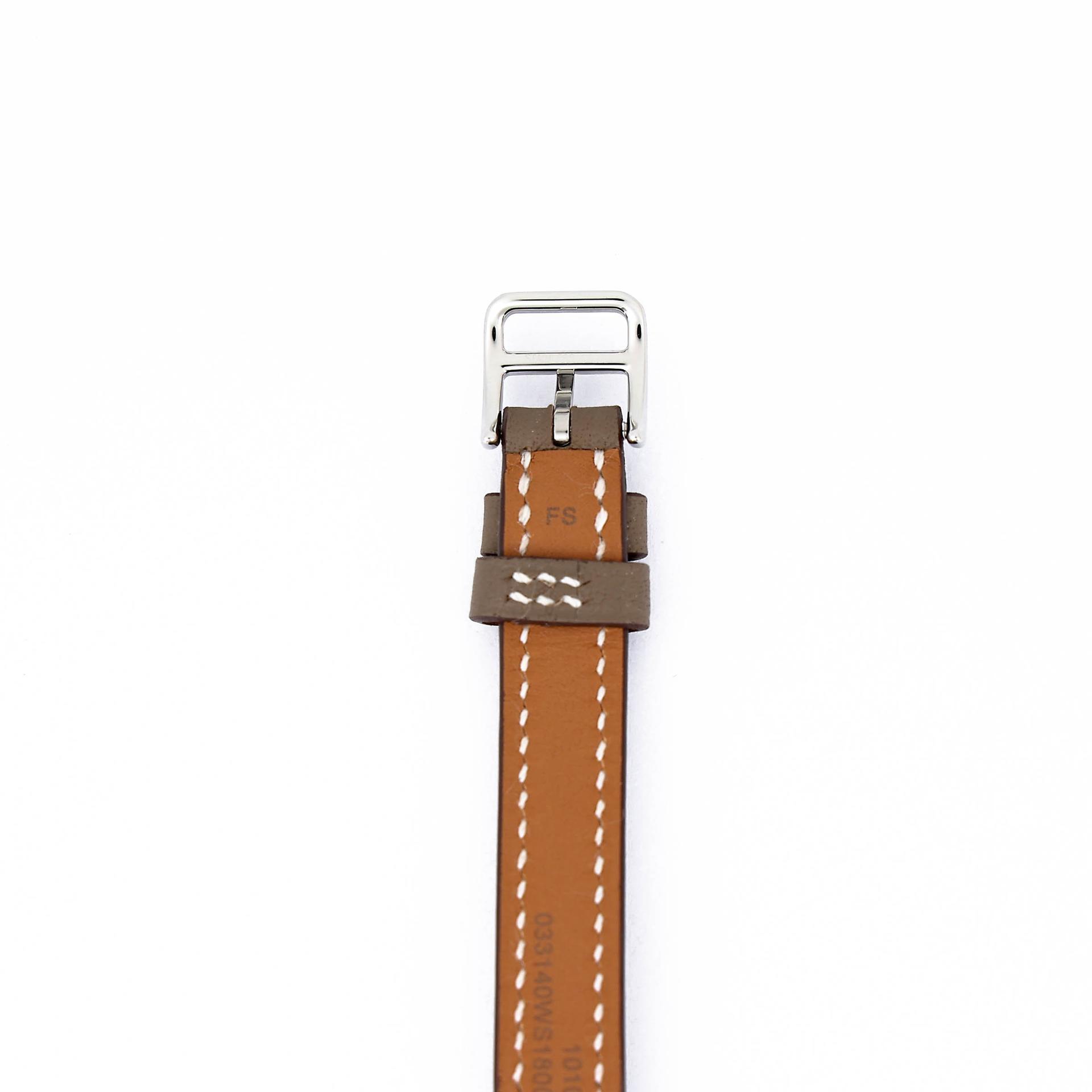 Brand New ( Rank N ) HERMÈS Nantucket watch, PM, 29 mm Etoupe (18) Swift Stainless steel Palladium hardware - 7