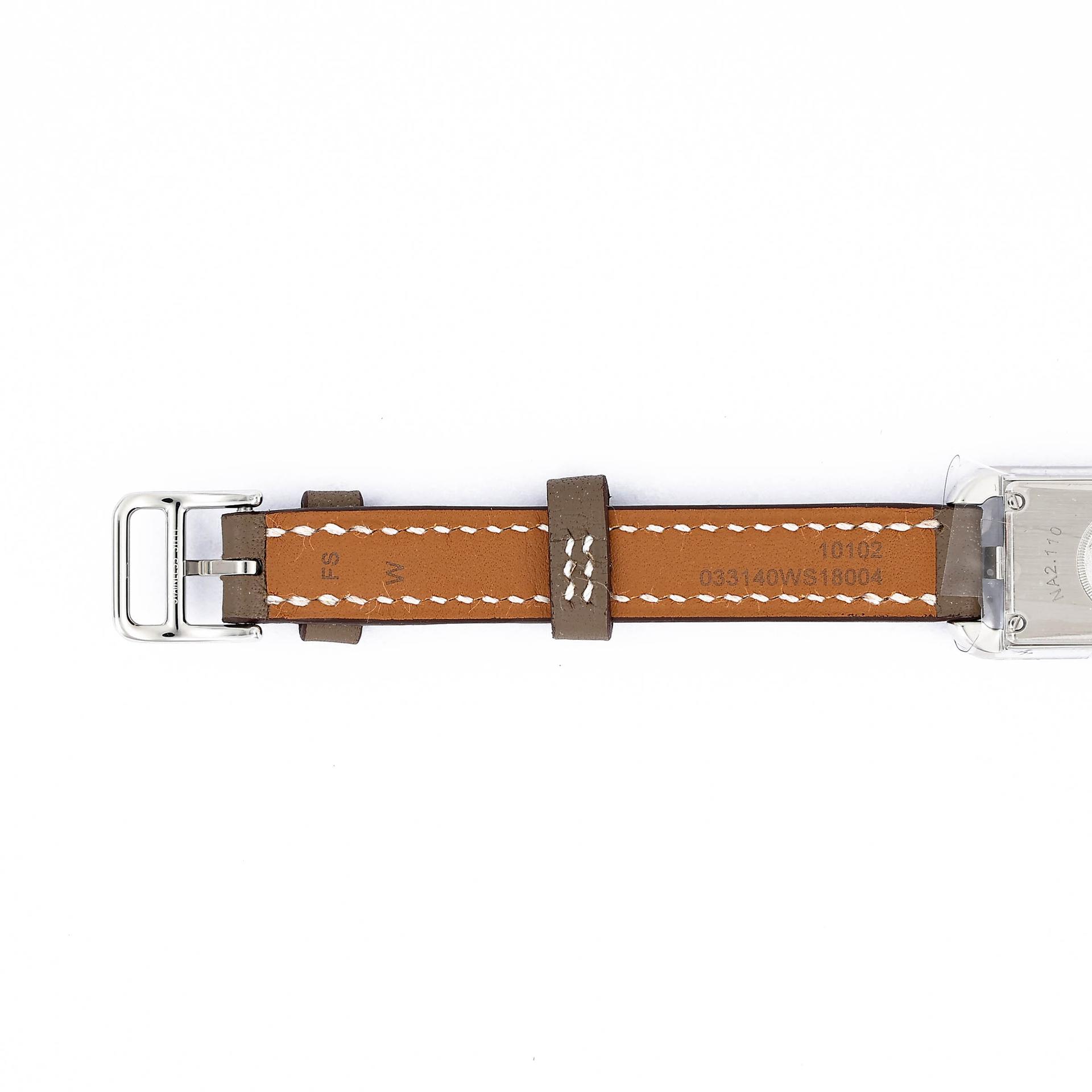 Brand New ( Rank N ) HERMÈS Nantucket watch, PM, 29 mm Etoupe (18) Swift Stainless steel Palladium hardware - 9