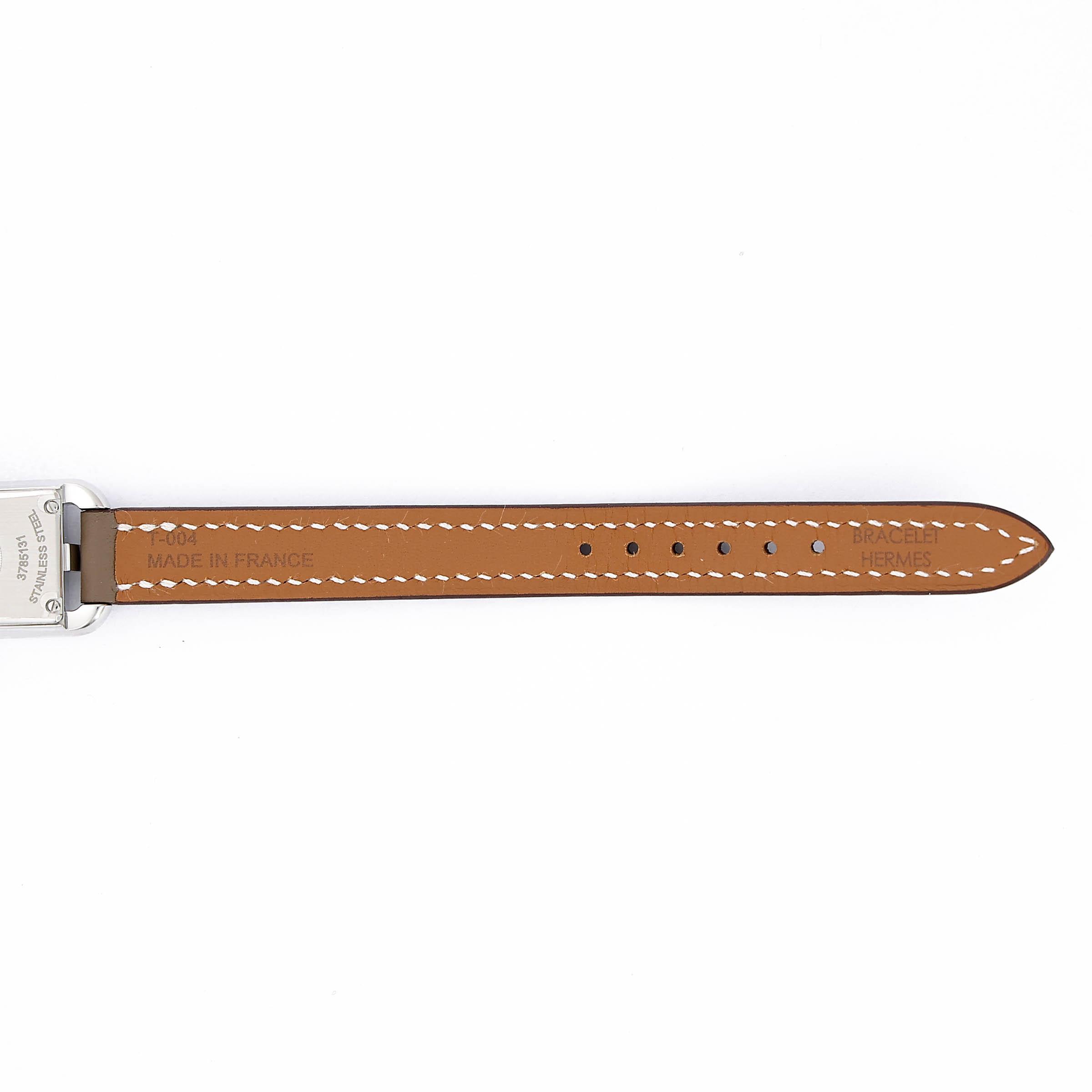 Brand New ( Rank N ) HERMÈS Nantucket watch, PM, 29 mm Etoupe (18) Stainless steel Swift Palladium hardware - 8