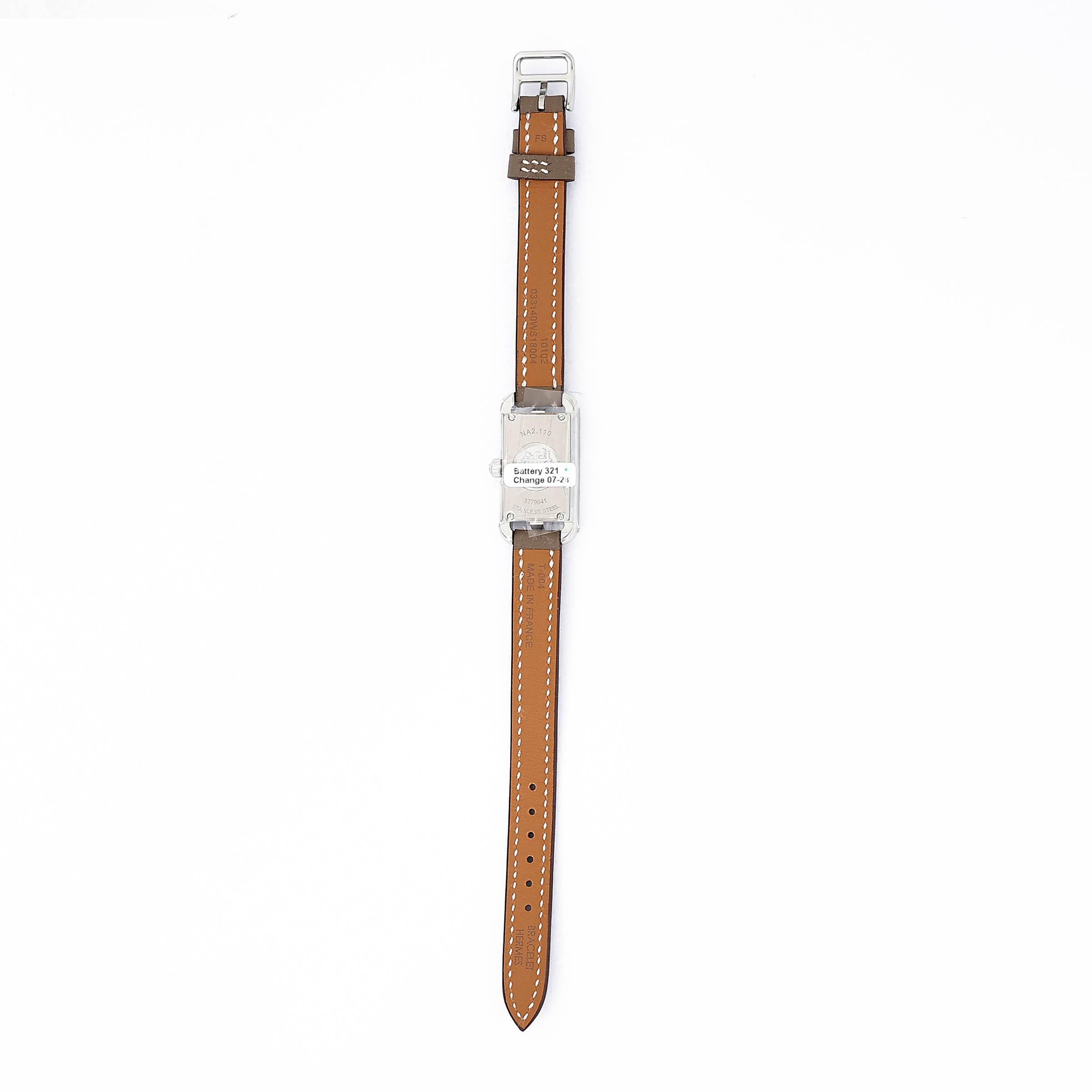 Brand New ( Rank N ) HERMÈS Nantucket watch, PM, 29 mm Etoupe (18) Swift Stainless steel Palladium hardware - 5