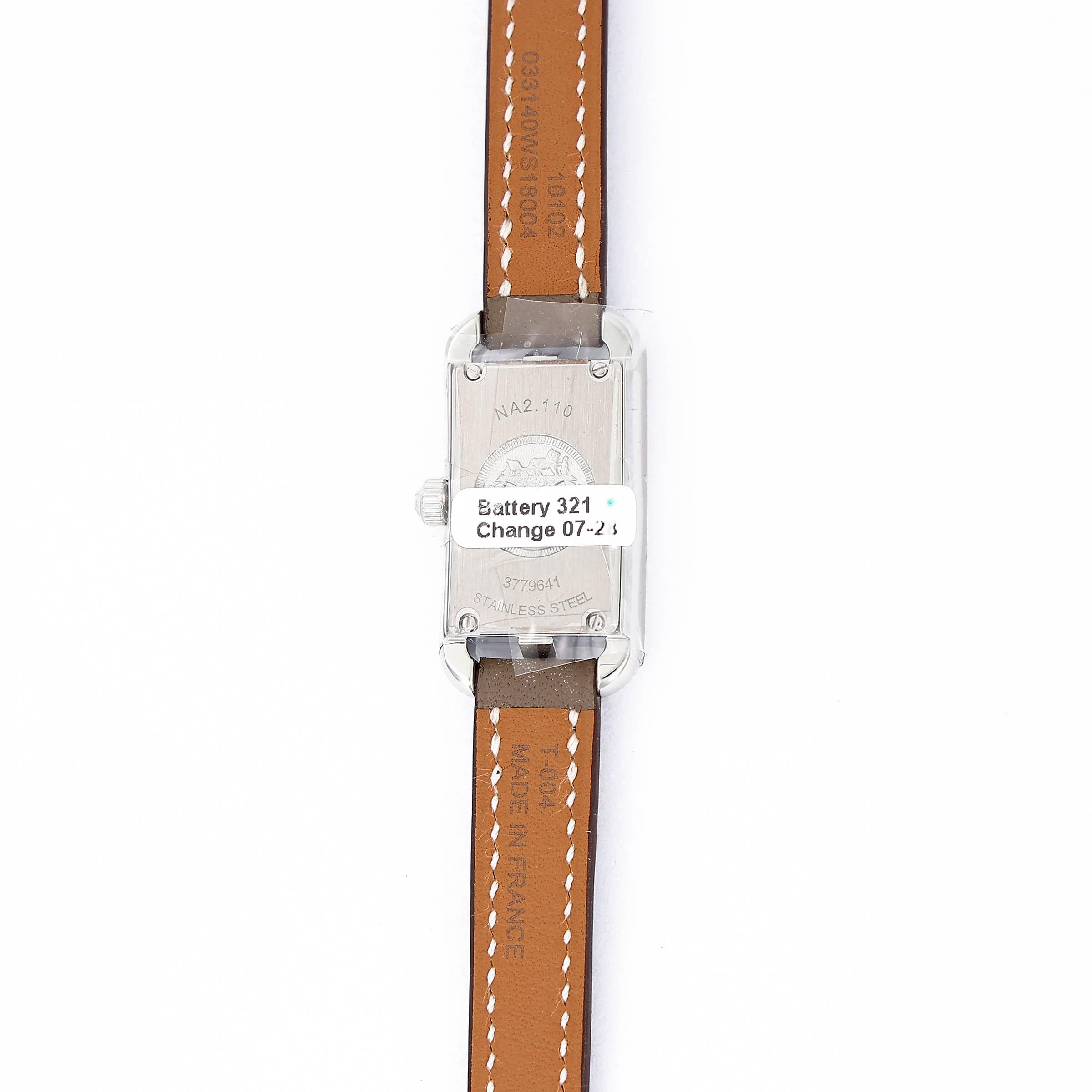 Brand New ( Rank N ) HERMÈS Nantucket watch, PM, 29 mm Etoupe (18) Swift Stainless steel Palladium hardware - 6