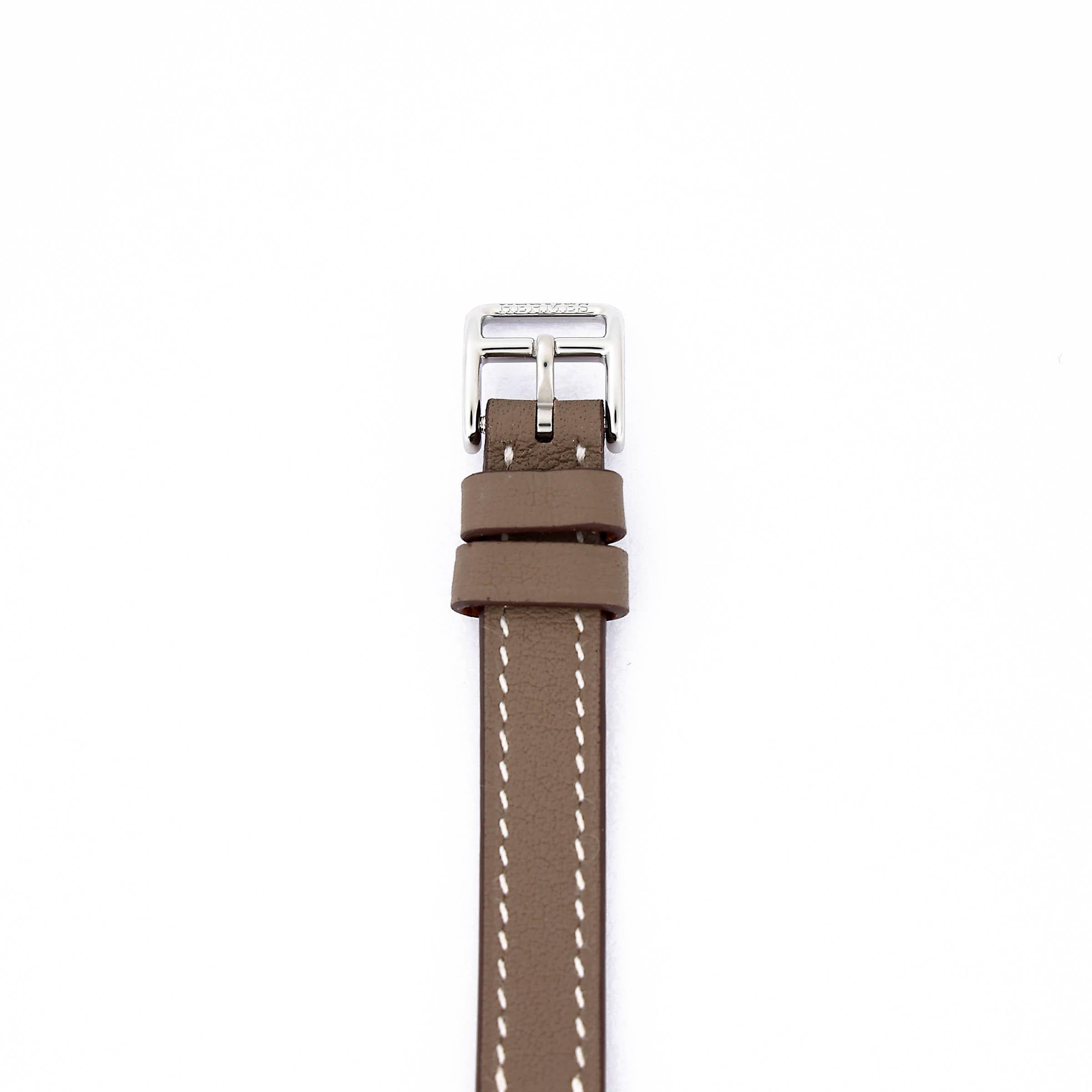 Brand New ( Rank N ) HERMÈS Nantucket watch, PM, 29 mm Etoupe (18) Swift Stainless steel Palladium hardware - 4