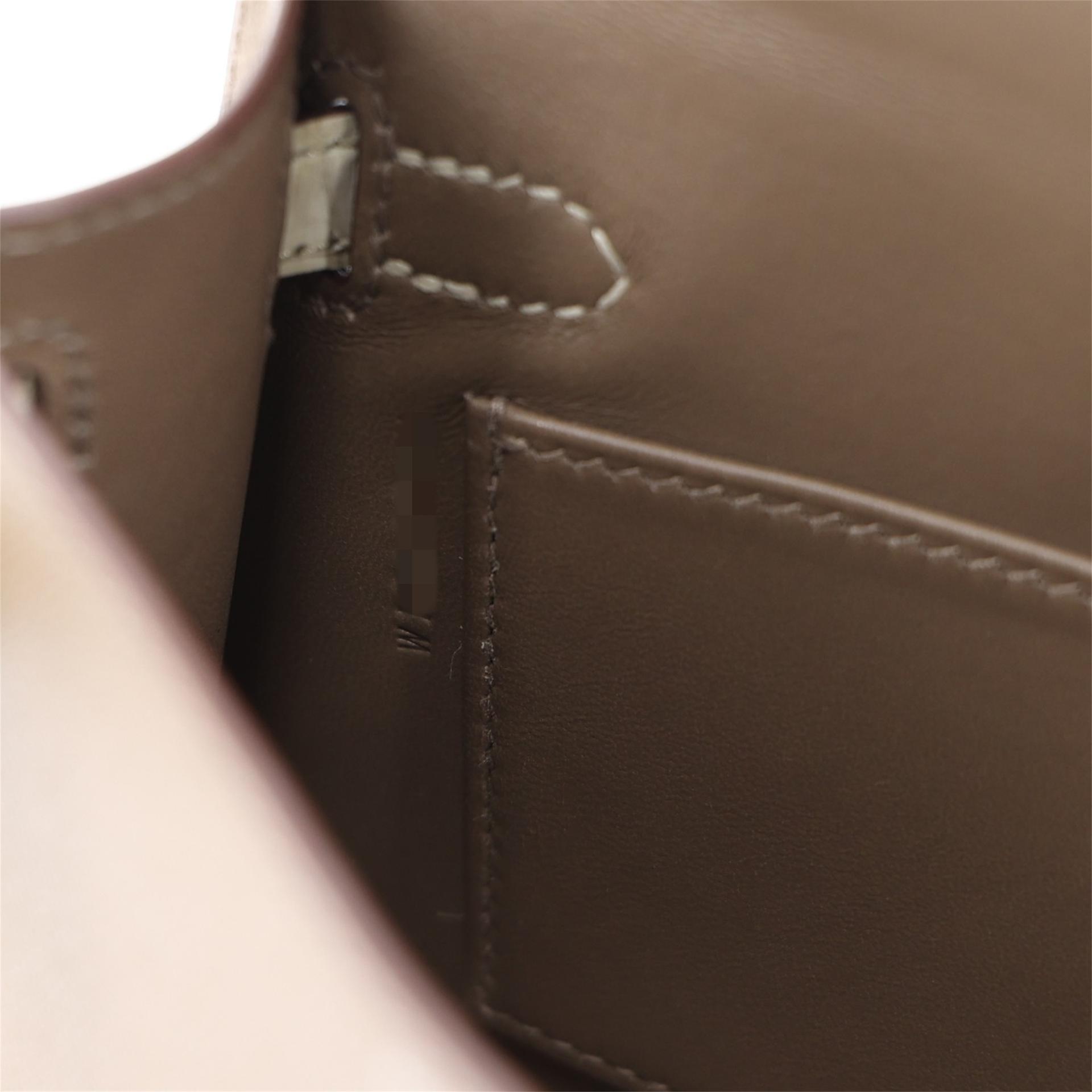 Unused ( Rank NS ) HERMÈS Mini Kelly II Touch Beton (8L) Etoupe (18) Madame Matte Alligator Palladium hardware W (2024) - 14