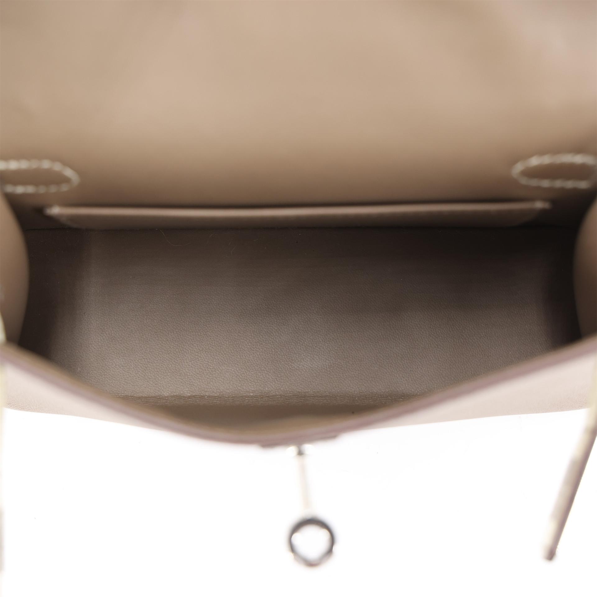 Unused ( Rank NS ) HERMÈS Mini Kelly II Touch Beton (8L) Etoupe (18) Madame Matte Alligator Palladium hardware W (2024) - 11