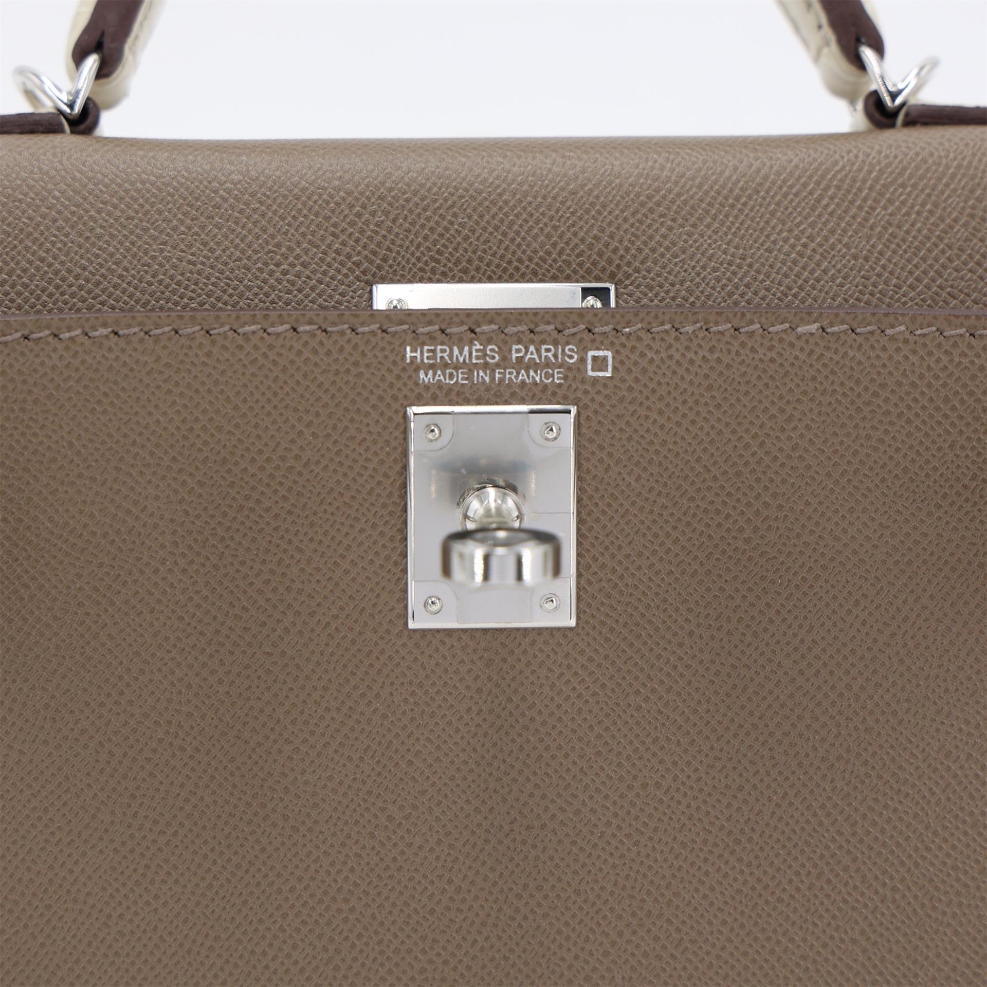 Unused ( Rank NS ) HERMÈS Mini Kelly II Touch Beton (8L) Etoupe (18) Madame Matte Alligator Palladium hardware W (2024) - 10