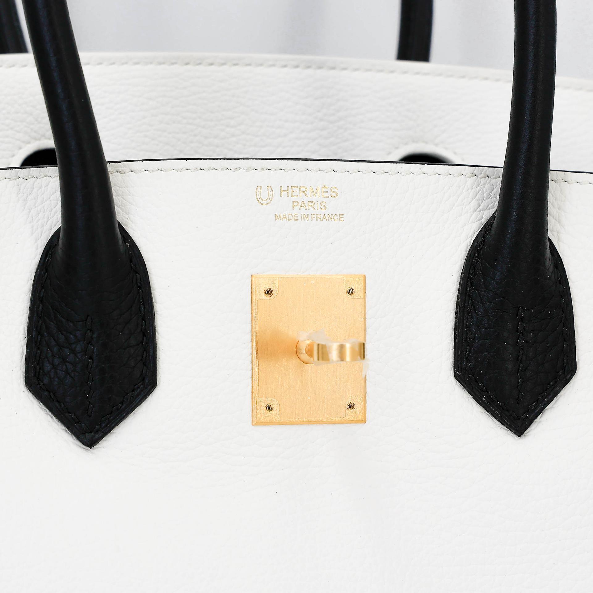 Unused ( Rank NS ) HERMÈS Special Order Birkin 30 HSS(M⭐) Noir (89) White (01) Togo Brushed Gold hardware Z (2021) - 19