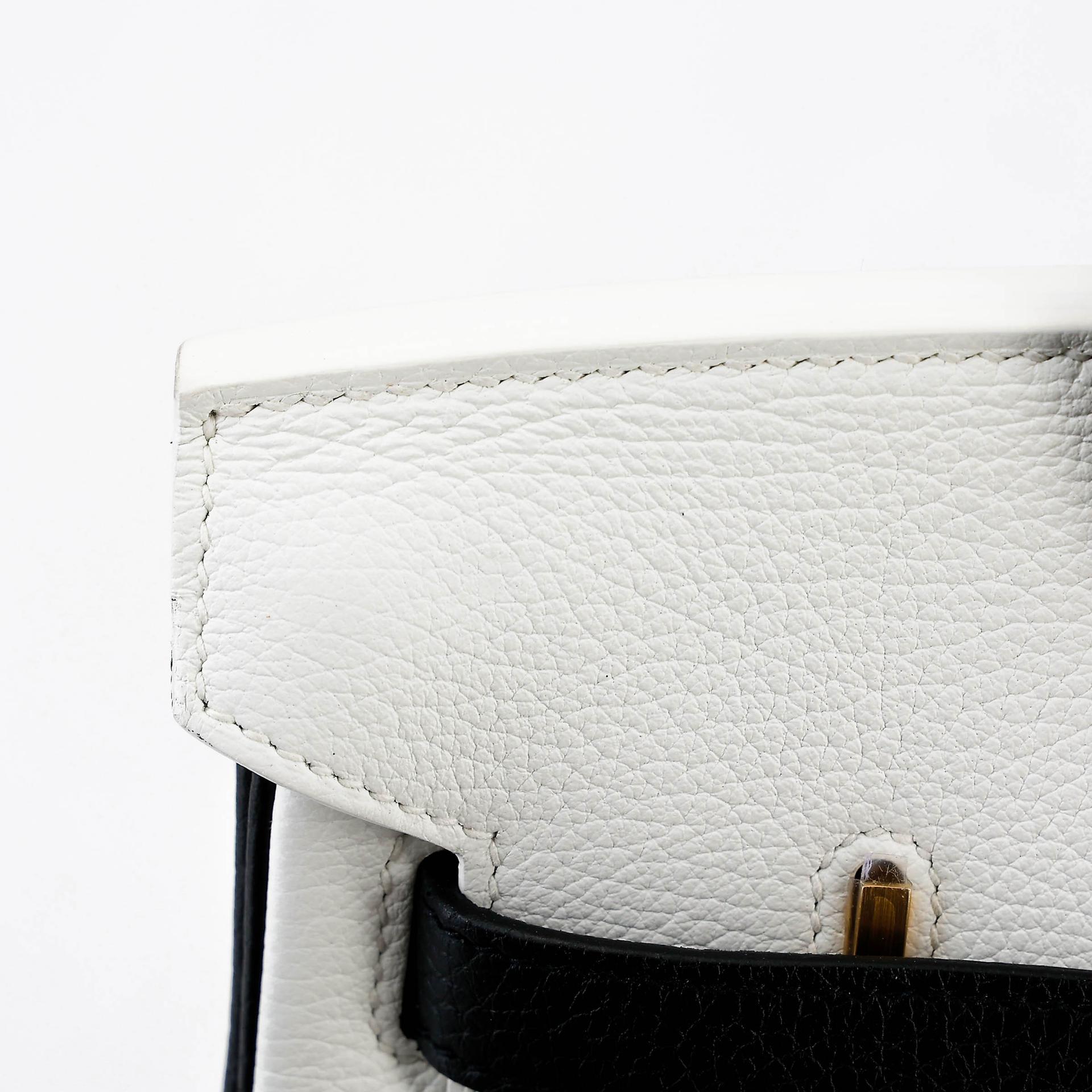 Unused ( Rank NS ) HERMÈS Special Order Birkin 30 HSS(M⭐) Noir (89) White (01) Togo Brushed Gold hardware Z (2021) - 16