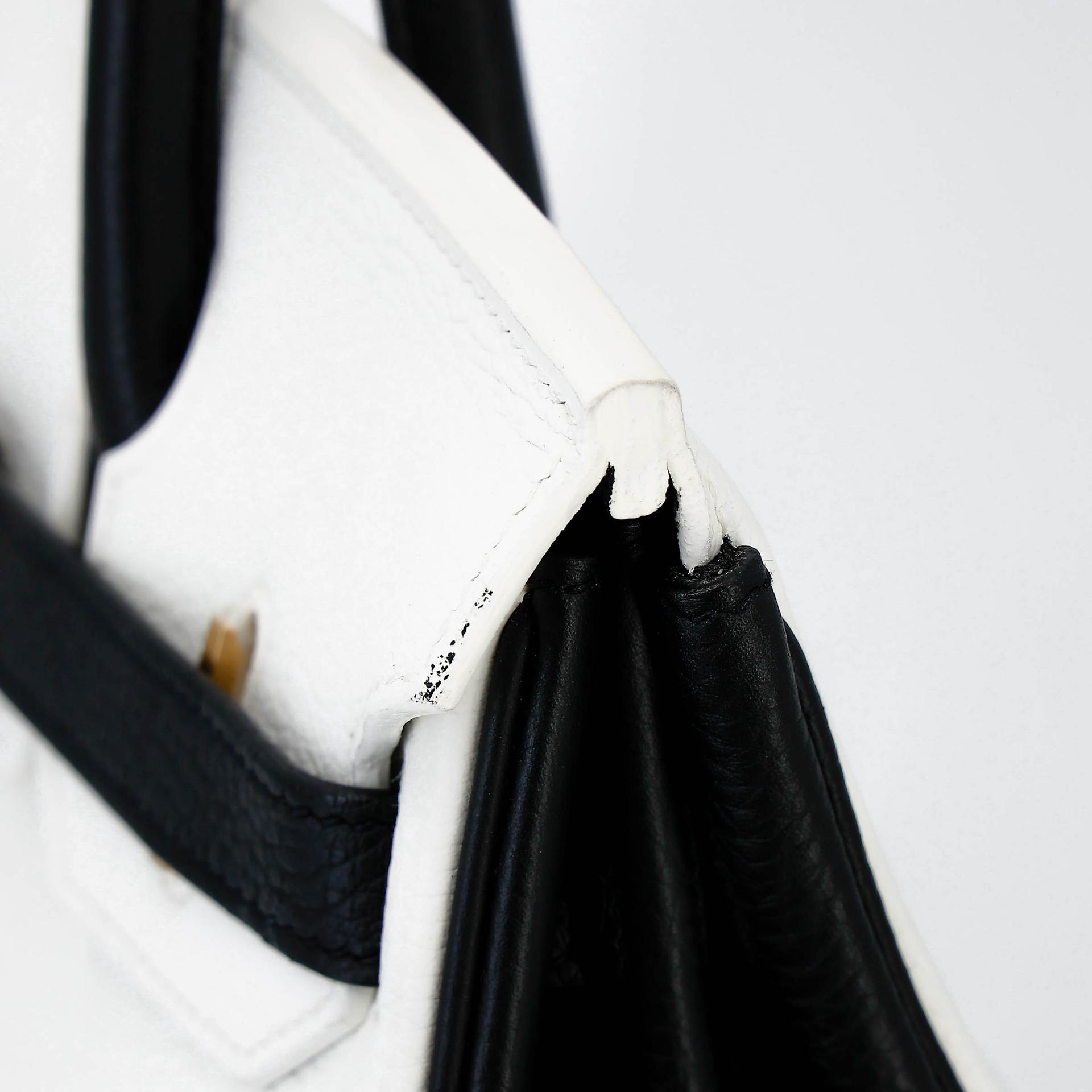 Unused ( Rank NS ) HERMÈS Special Order Birkin 30 HSS(M⭐) Noir (89) White (01) Togo Brushed Gold hardware Z (2021) - 12