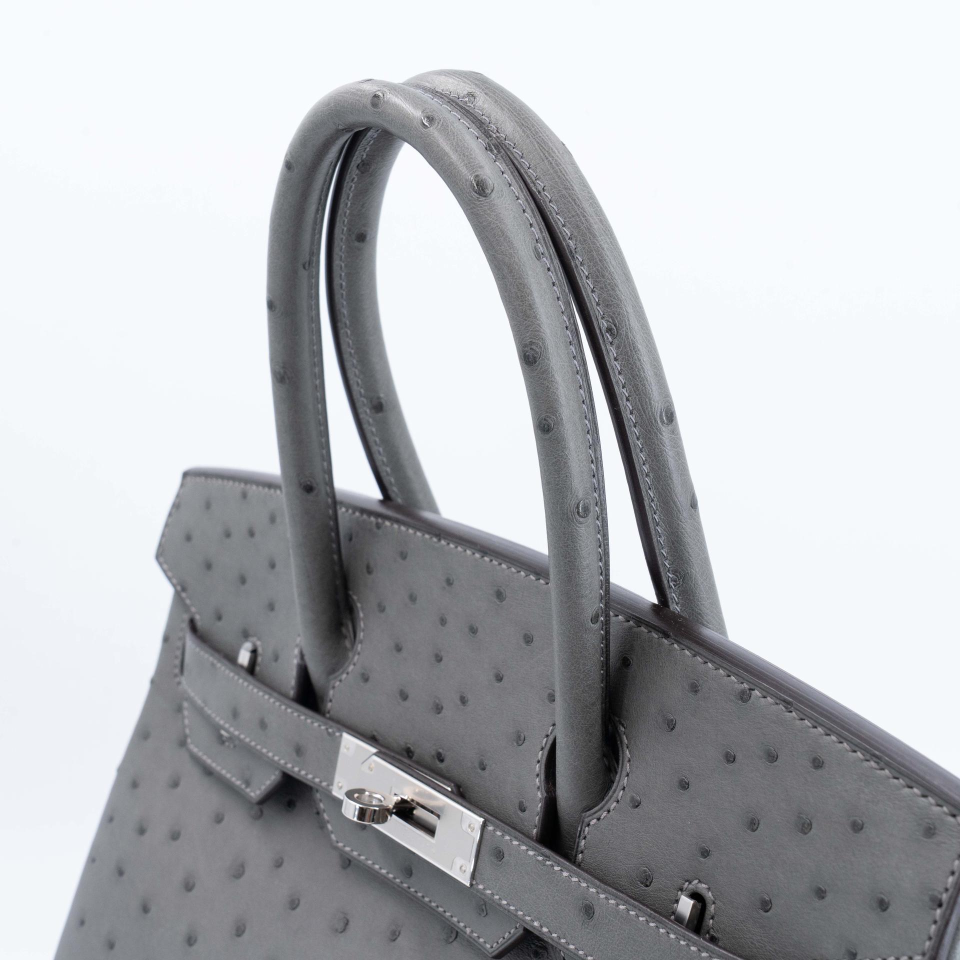 Unused ( Rank NS ) HERMÈS Birkin 30 Gris Meyer (0L) Ostrich Palladium hardware U (2022) - 3