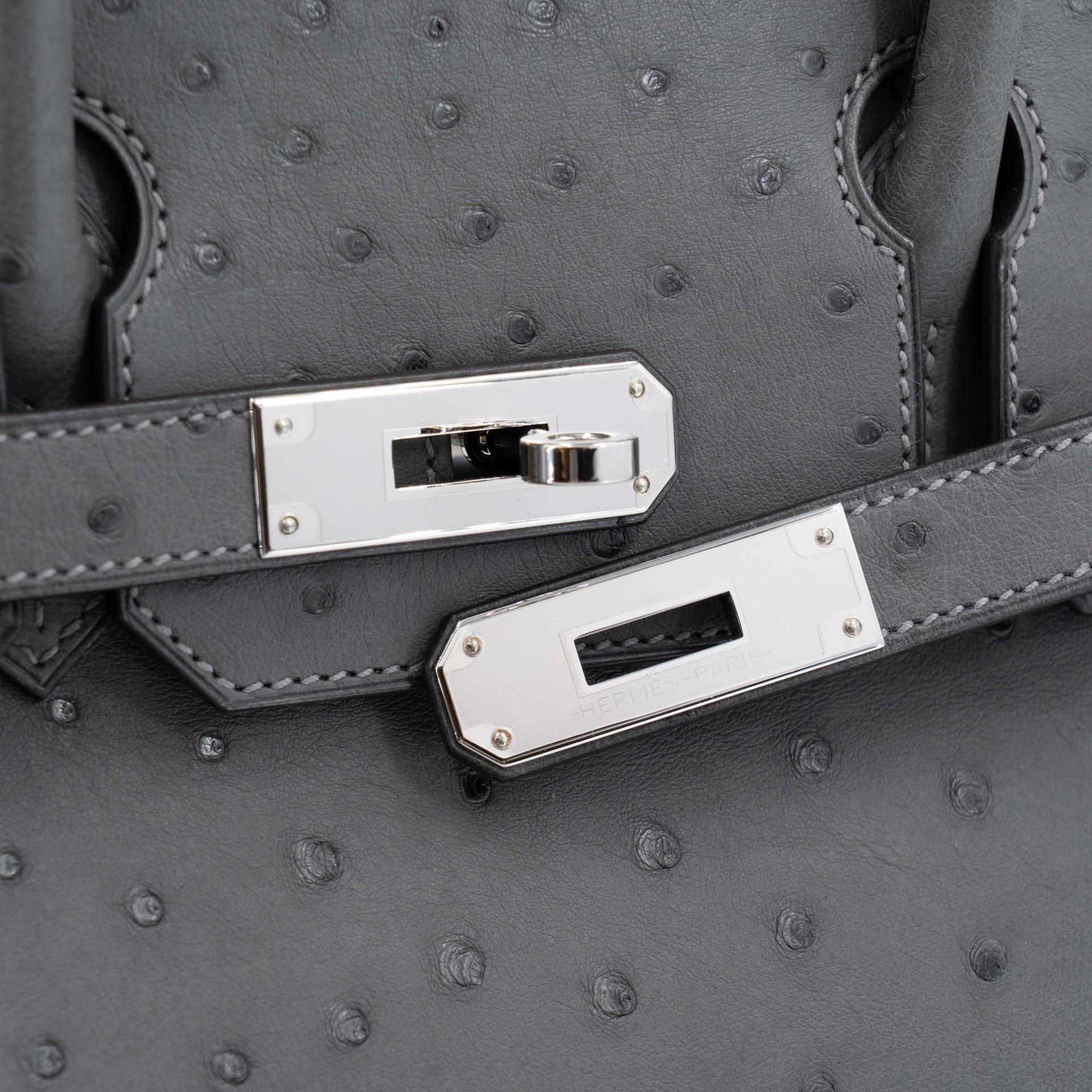 Unused ( Rank NS ) HERMÈS Birkin 30 Gris Meyer (0L) Ostrich Palladium hardware U (2022) - 8