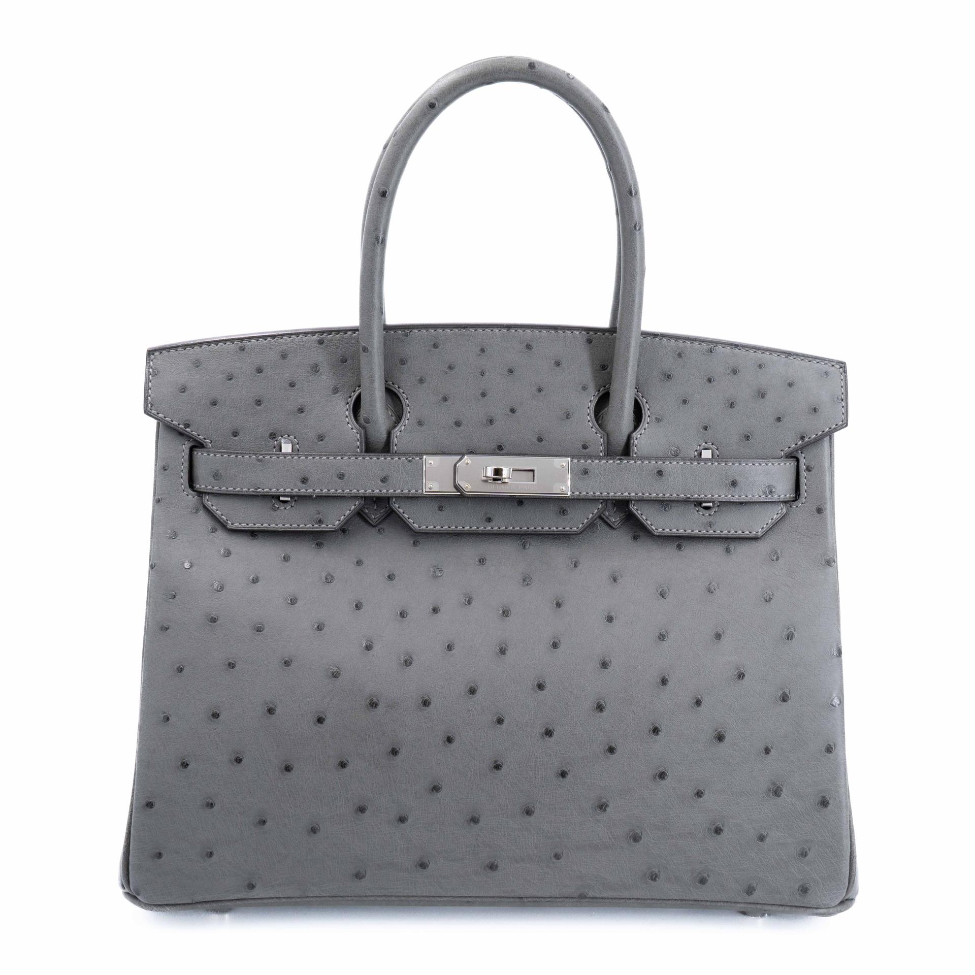 Unused ( Rank NS ) HERMÈS Birkin 30 Gris Meyer (0L) Ostrich Palladium hardware U (2022) - 1