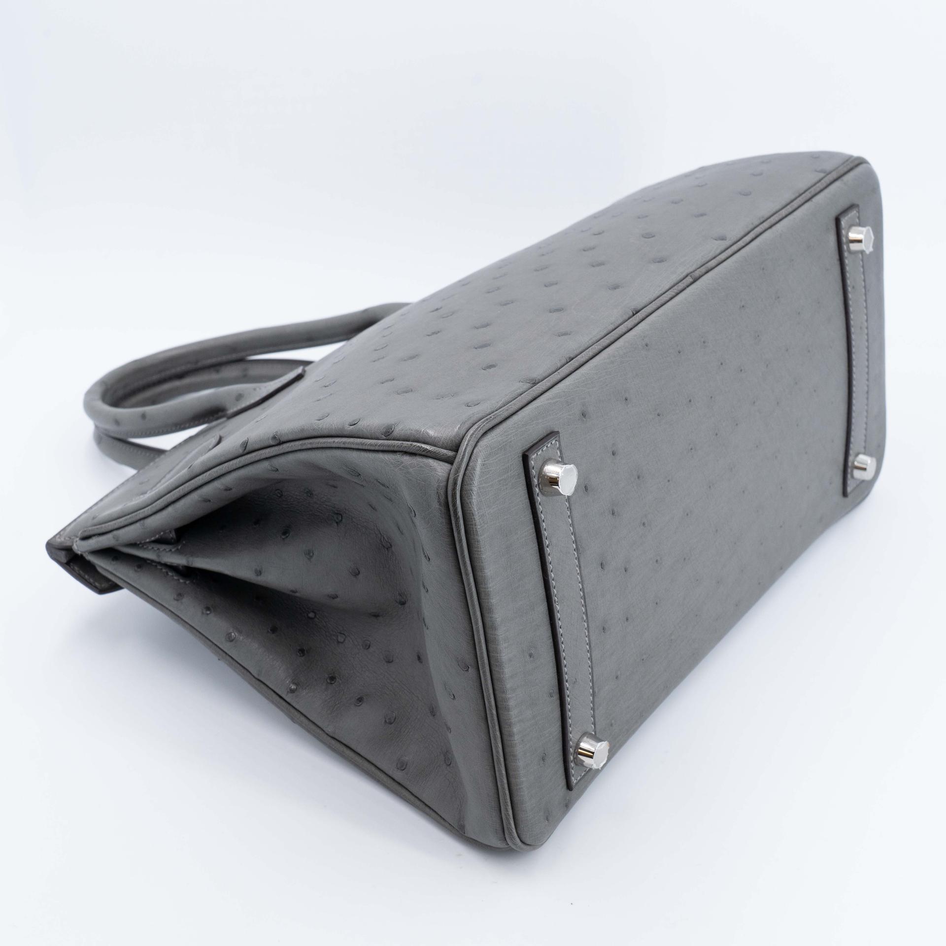 Unused ( Rank NS ) HERMÈS Birkin 30 Gris Meyer (0L) Ostrich Palladium hardware U (2022) - 7