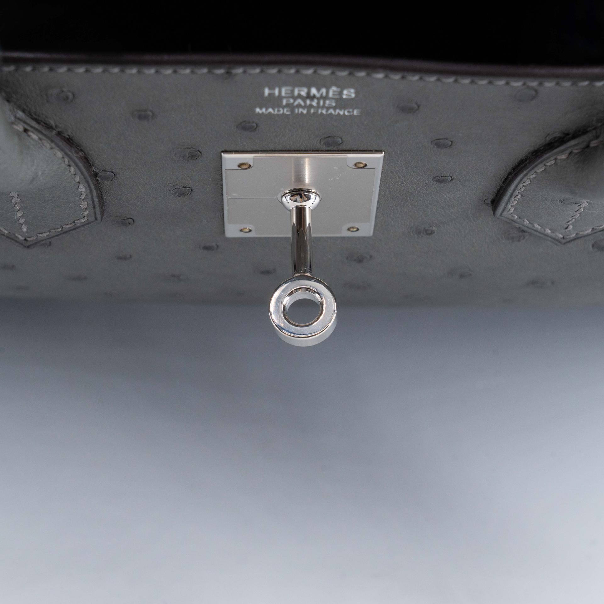 Unused ( Rank NS ) HERMÈS Birkin 30 Gris Meyer (0L) Ostrich Palladium hardware U (2022) - 13