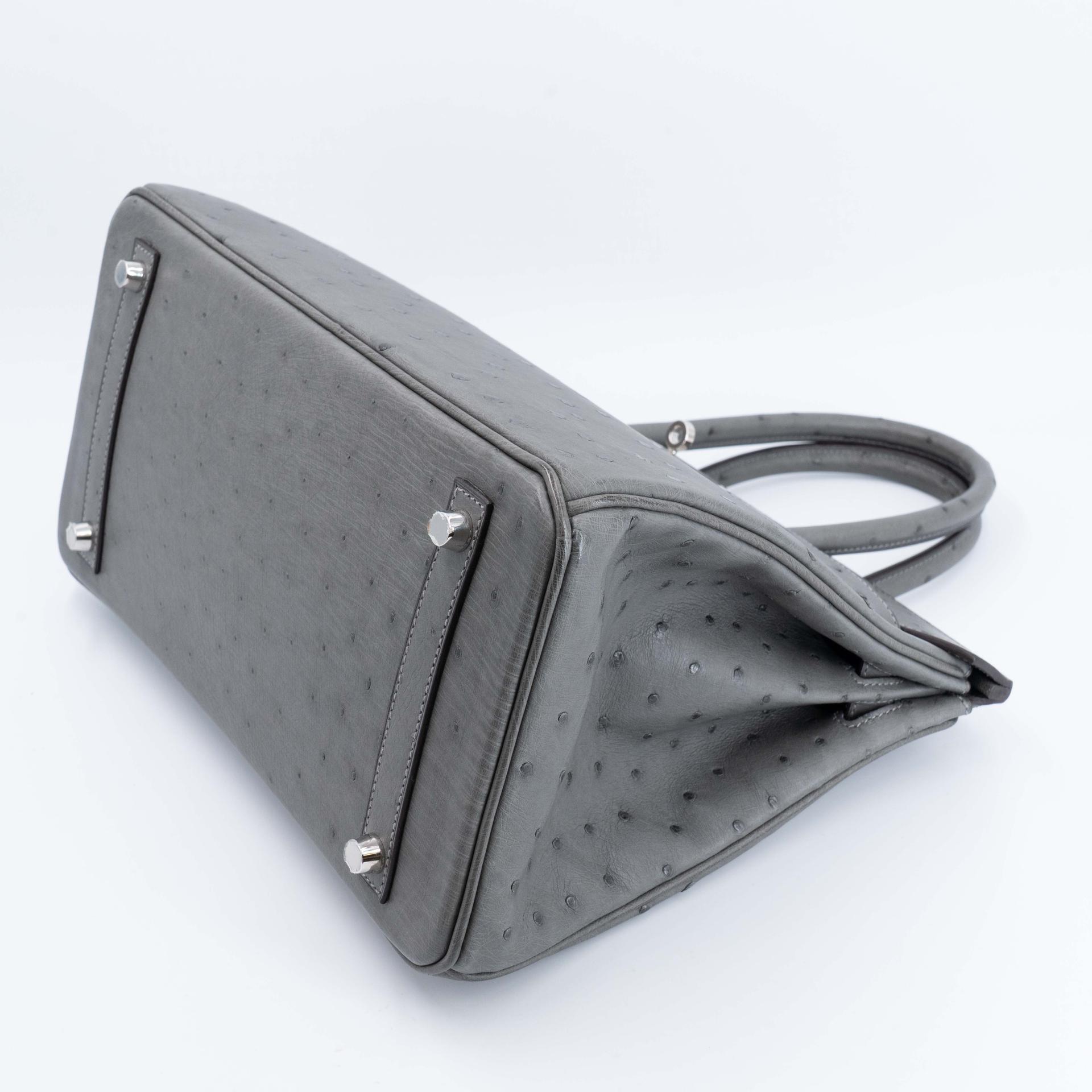 Unused ( Rank NS ) HERMÈS Birkin 30 Gris Meyer (0L) Ostrich Palladium hardware U (2022) - 5