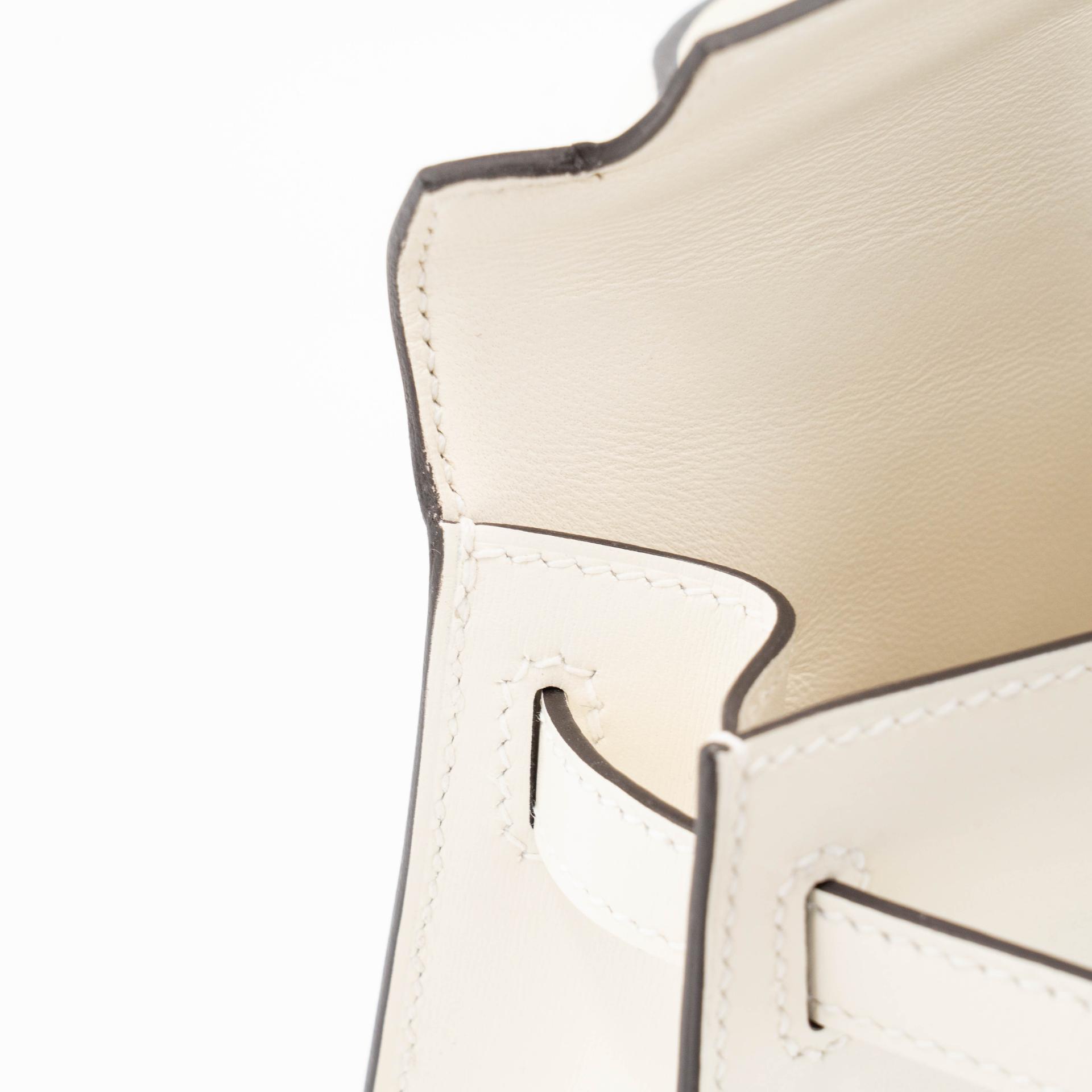 Brand New ( Rank N ) HERMÈS Mini Kelly II Cloute Studded Cream (S0) Box-calf Palladium hardware G (2026) - 12