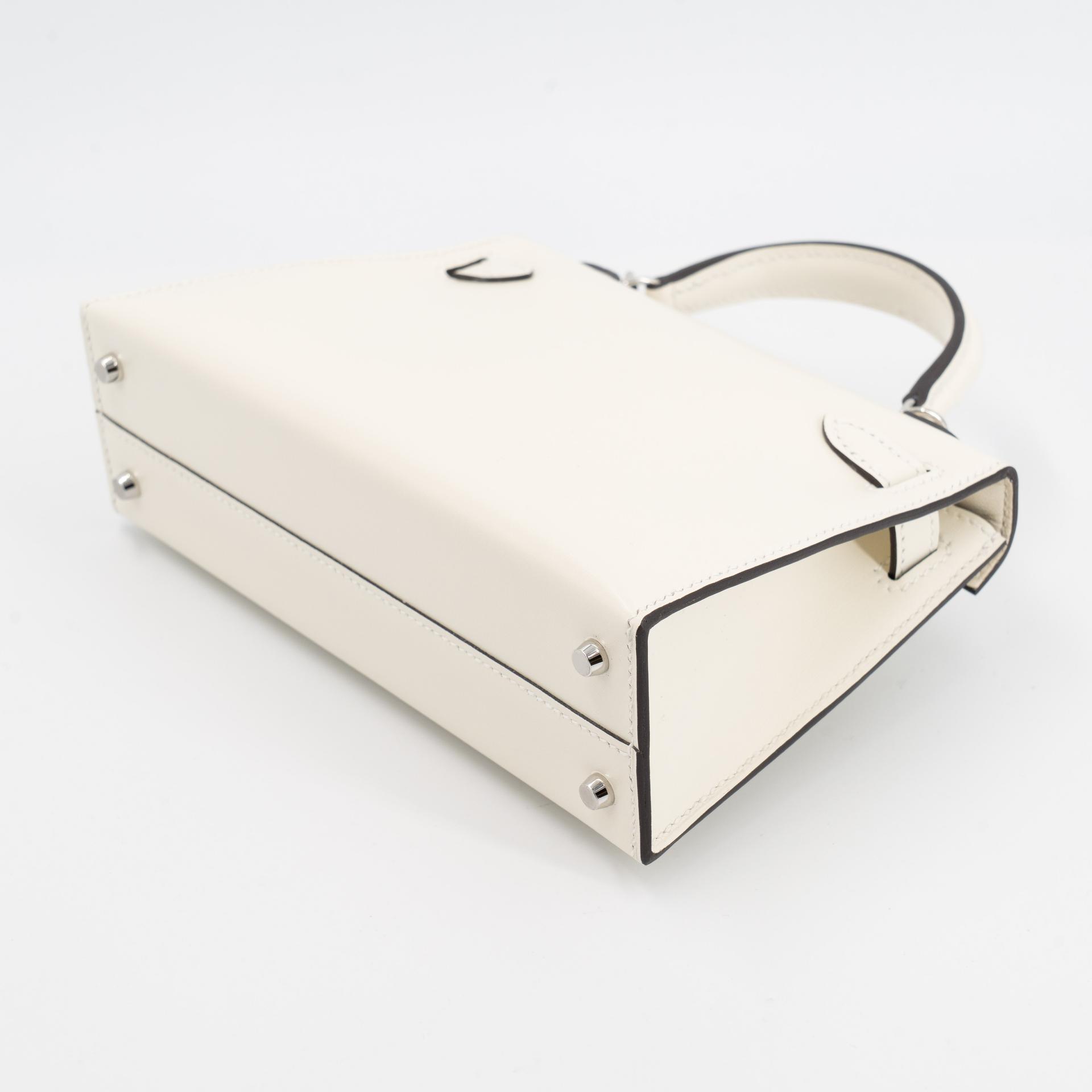 Brand New ( Rank N ) HERMÈS Mini Kelly II Cloute Studded Cream (S0) Box-calf Palladium hardware G (2026) - 6