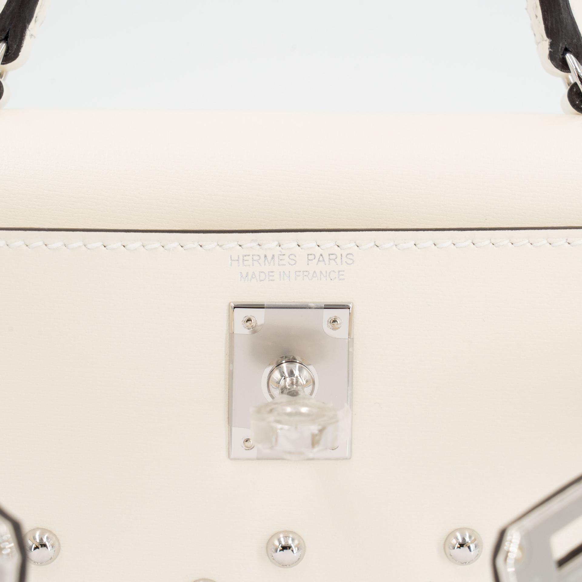 Brand New ( Rank N ) HERMÈS Mini Kelly II Cloute Studded Cream (S0) Box-calf Palladium hardware G (2026) - 9