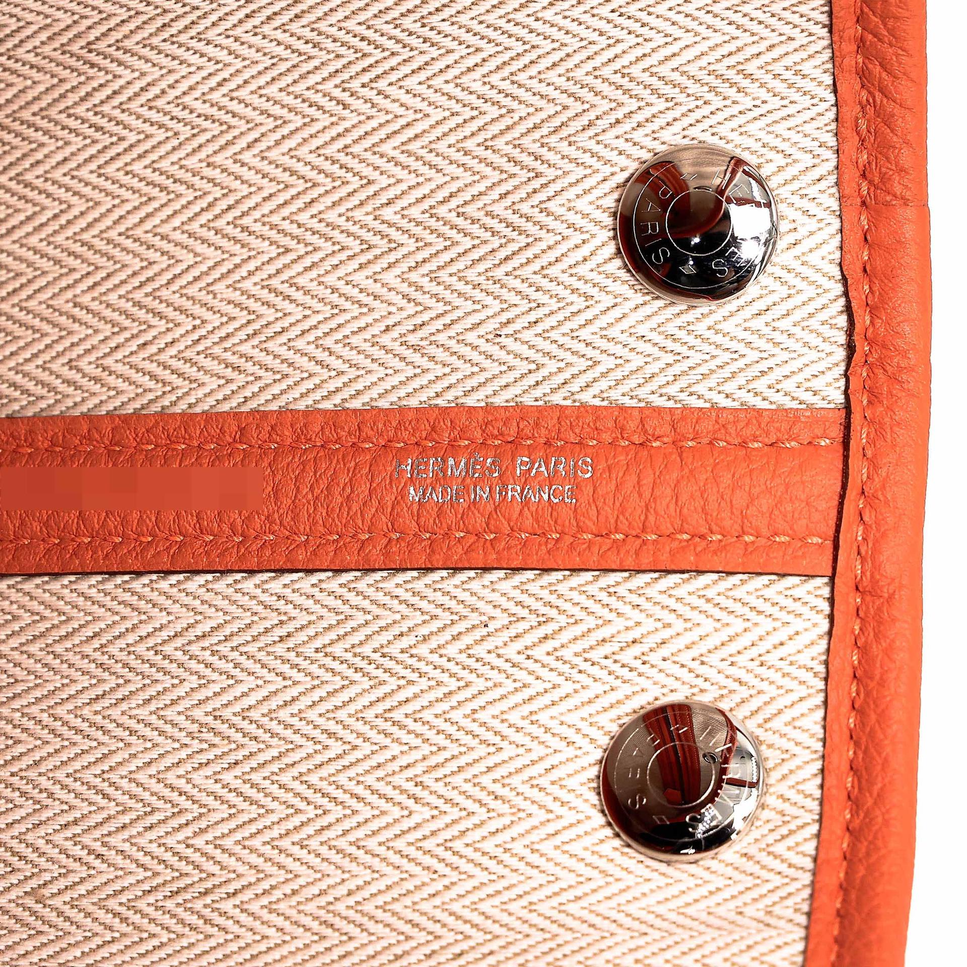 Brand New ( Rank N ) HERMÈS Neo Garden Party 23 Orange (93) Togo Palladium hardware K (2025) - 12