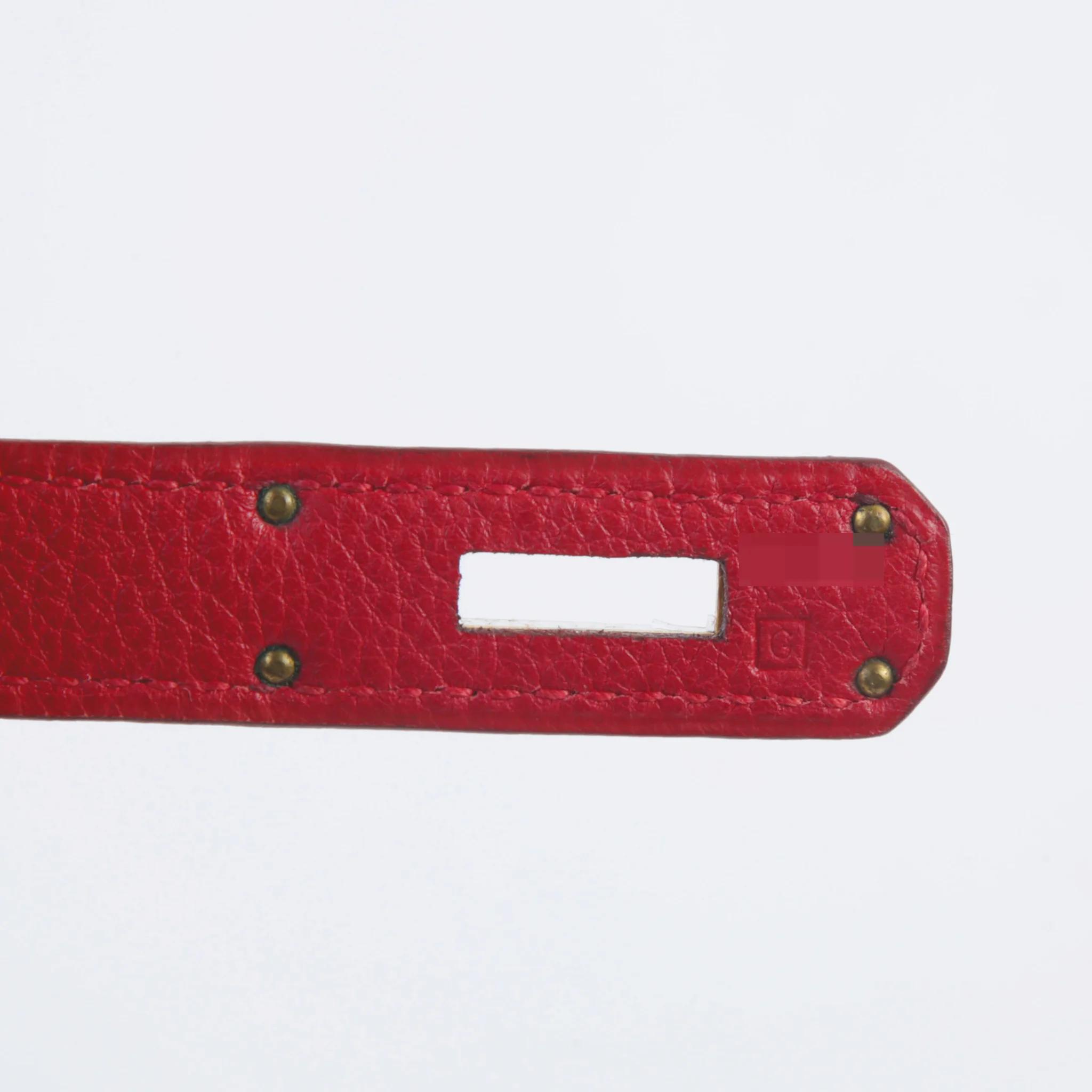 Good ( Rank AB) HERMÈS Kelly 32 Rouge Vif (53) Vibrato Gold hardware Square G (2003) - 9