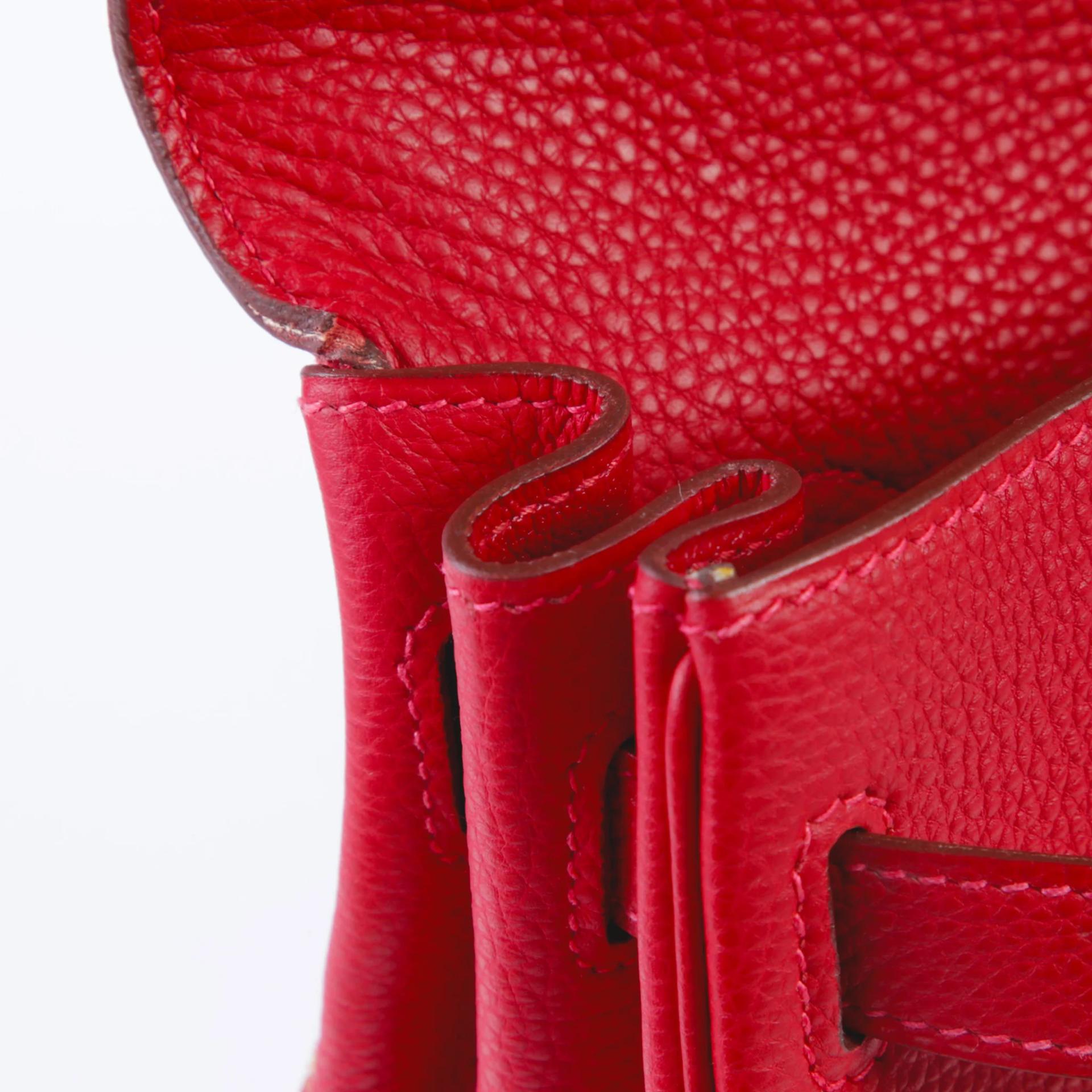 Good ( Rank AB) HERMÈS Kelly 32 Rouge Vif (53) Vibrato Gold hardware Square G (2003) - 12