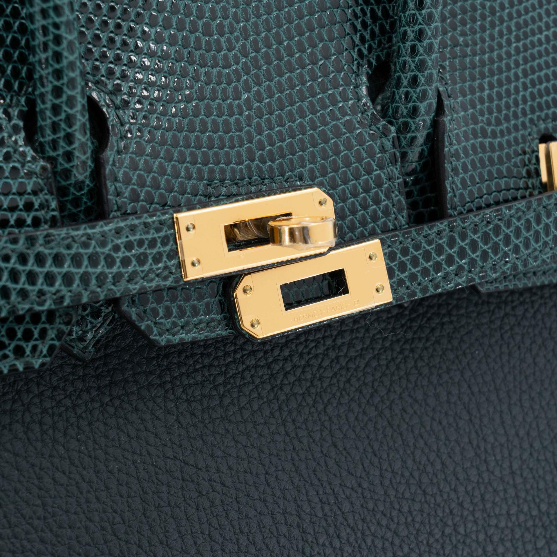 Unused ( Rank NS ) HERMÈS Birkin 25 Touch Vert Cypress (6O) Shiny Lizard Togo Gold hardware W (2024) - 9