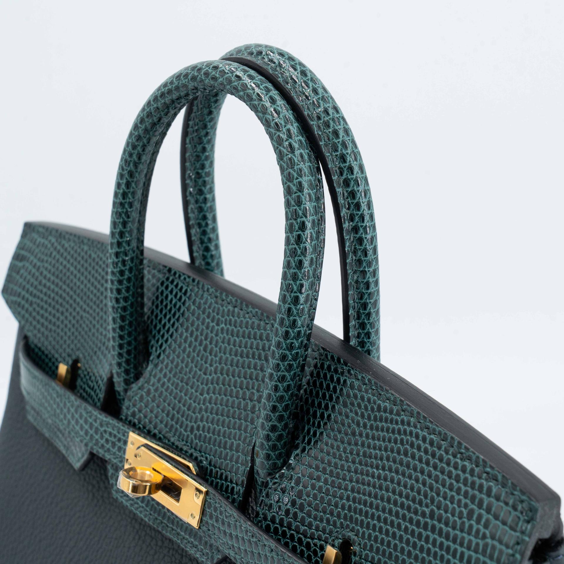 Unused ( Rank NS ) HERMÈS Birkin 25 Touch Vert Cypress (6O) Shiny Lizard Togo Gold hardware W (2024) - 3
