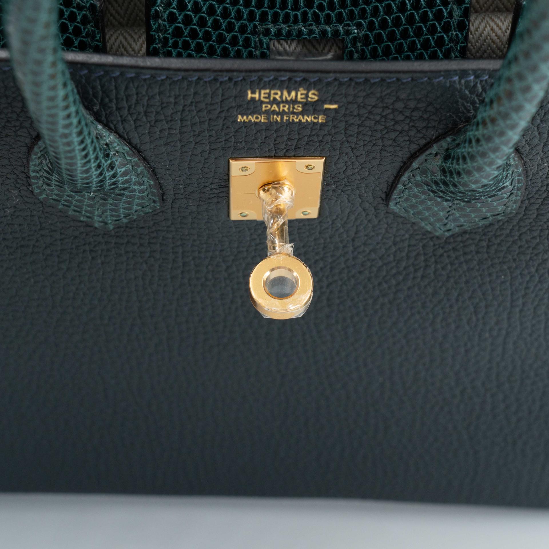 Unused ( Rank NS ) HERMÈS Birkin 25 Touch Vert Cypress (6O) Shiny Lizard Togo Gold hardware W (2024) - 11