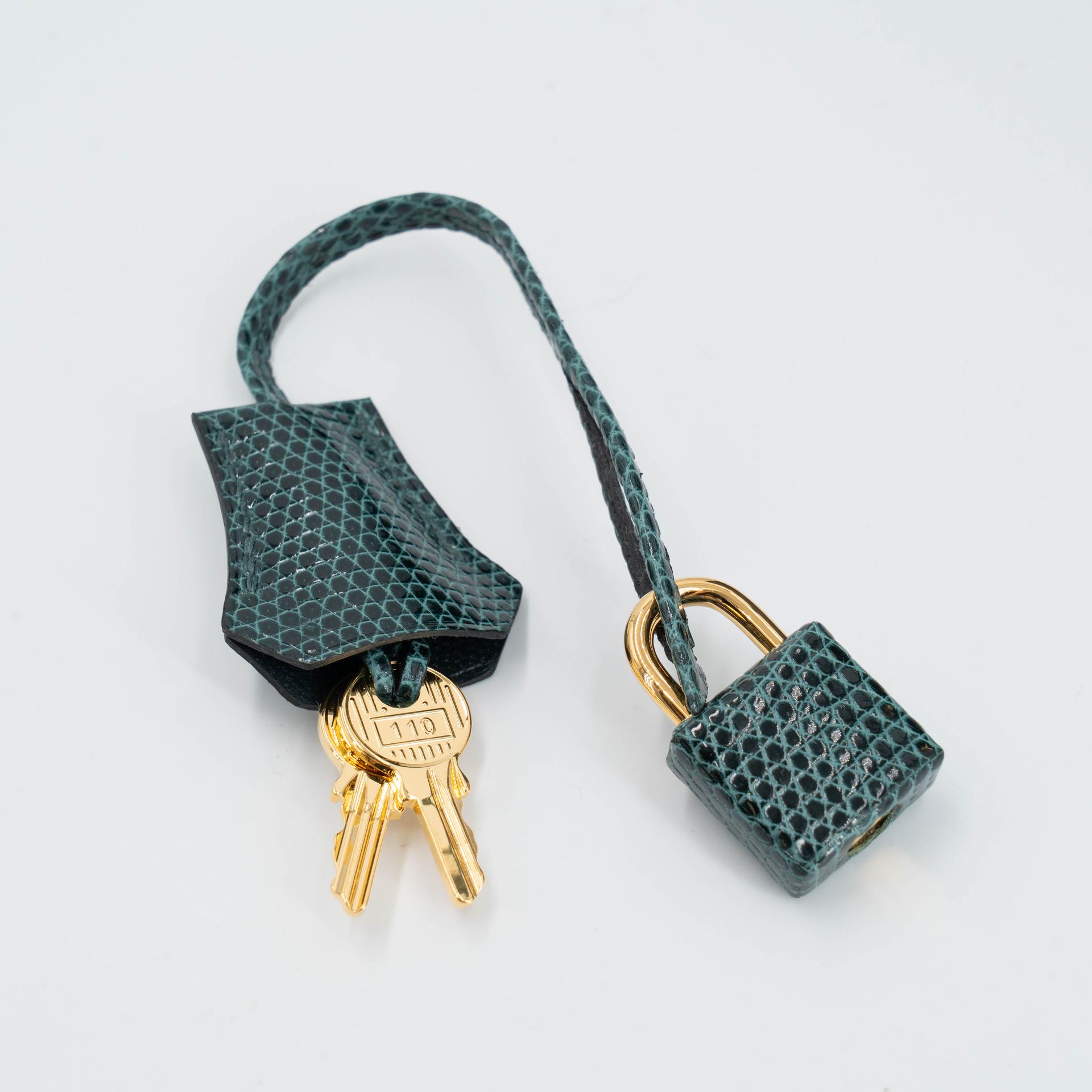 Unused ( Rank NS ) HERMÈS Birkin 25 Touch Vert Cypress (6O) Shiny Lizard Togo Gold hardware W (2024) - 16
