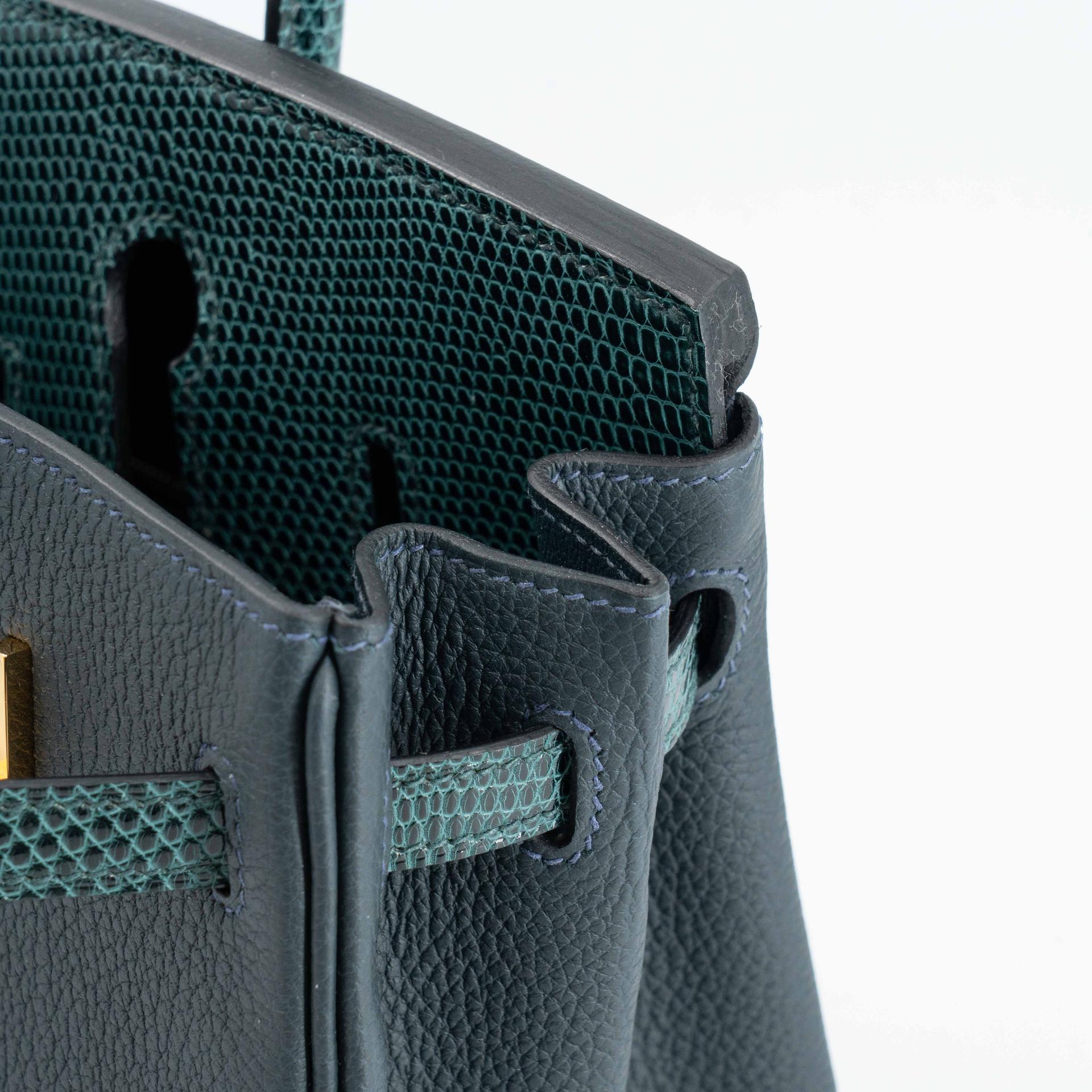 Unused ( Rank NS ) HERMÈS Birkin 25 Touch Vert Cypress (6O) Shiny Lizard Togo Gold hardware W (2024) - 12