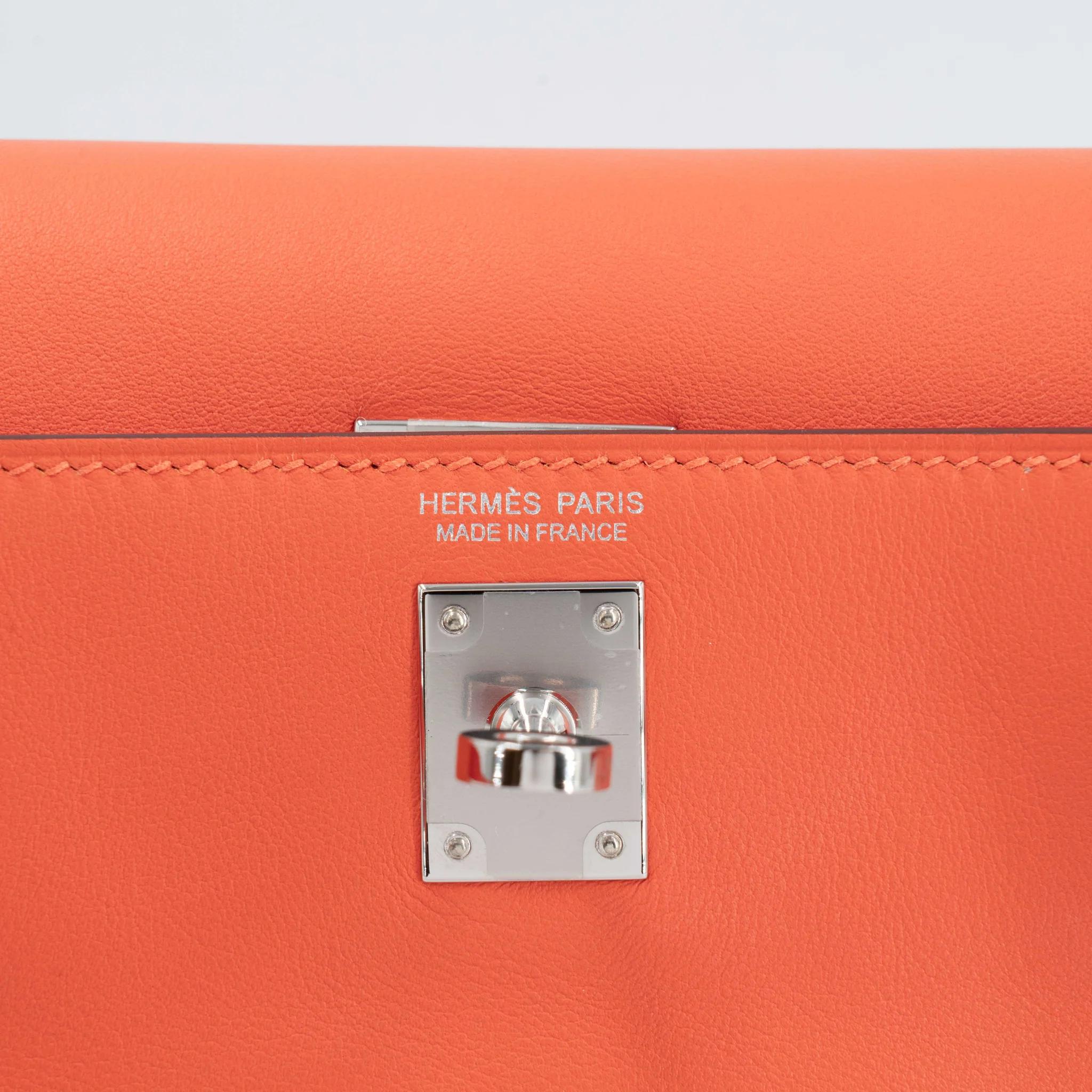 Excellent ( Rank SA ) HERMÈS Kelly Danse Orange (93) Swift Palladium hardware W (2024) - 13