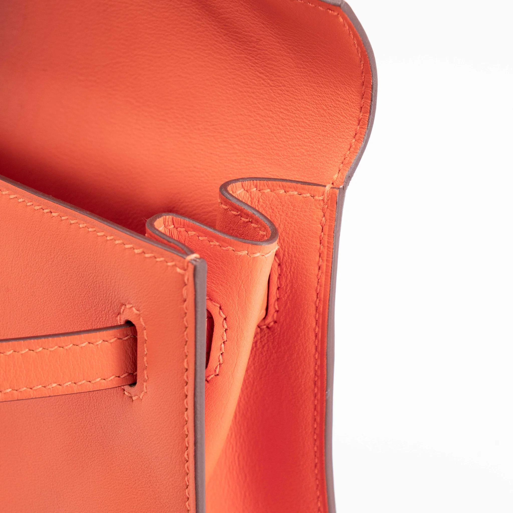 Excellent ( Rank SA ) HERMÈS Kelly Danse Orange (93) Swift Palladium hardware W (2024) - 15