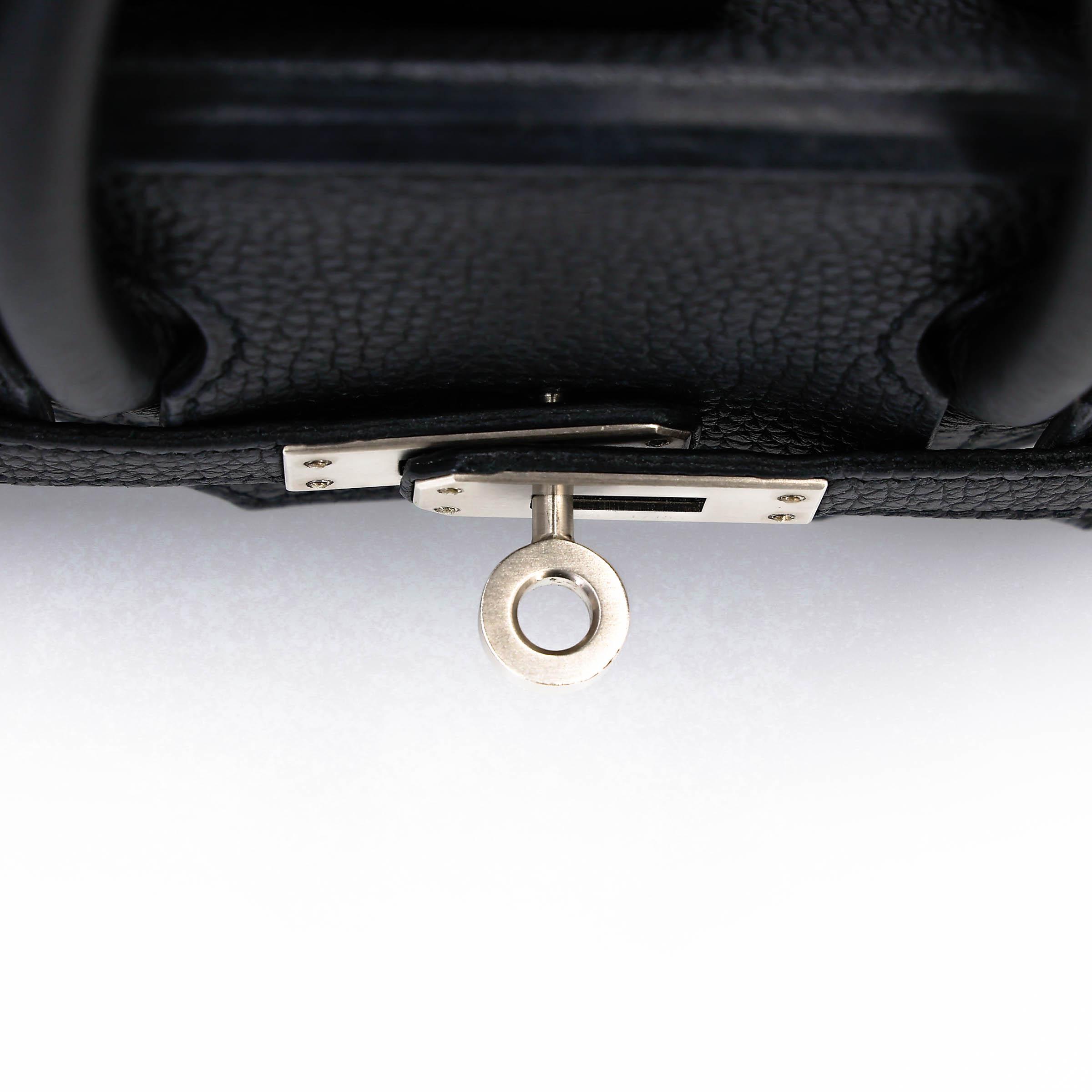 Very Good ( Rank A) HERMÈS Special Order Birkin 25 HSS Verso Noir (89) Bleu Saphir (73) Togo Brushed Palladium Z (2021) - 9