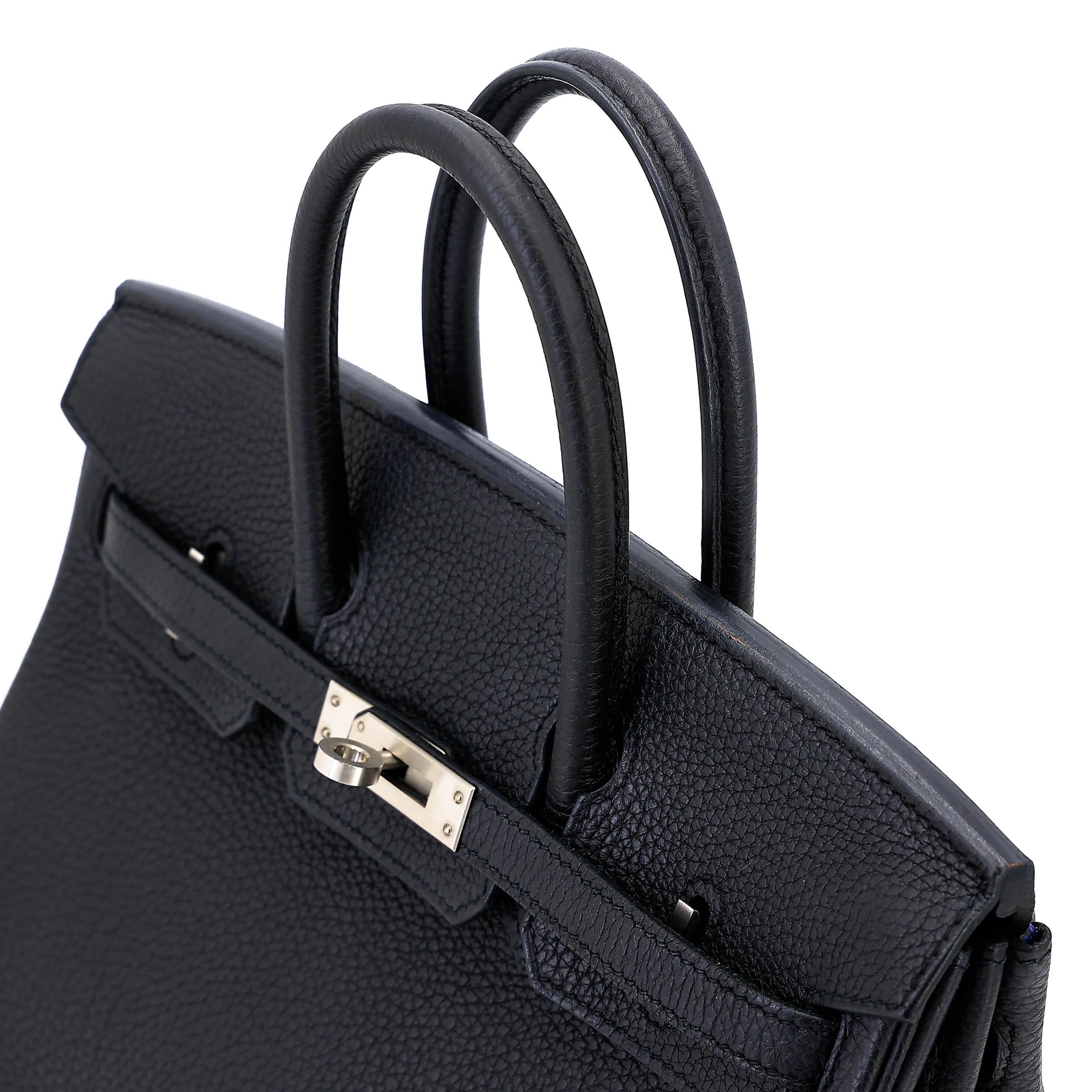 Very Good ( Rank A) HERMÈS Special Order Birkin 25 HSS Verso Noir (89) Bleu Saphir (73) Togo Brushed Palladium Z (2021) - 3