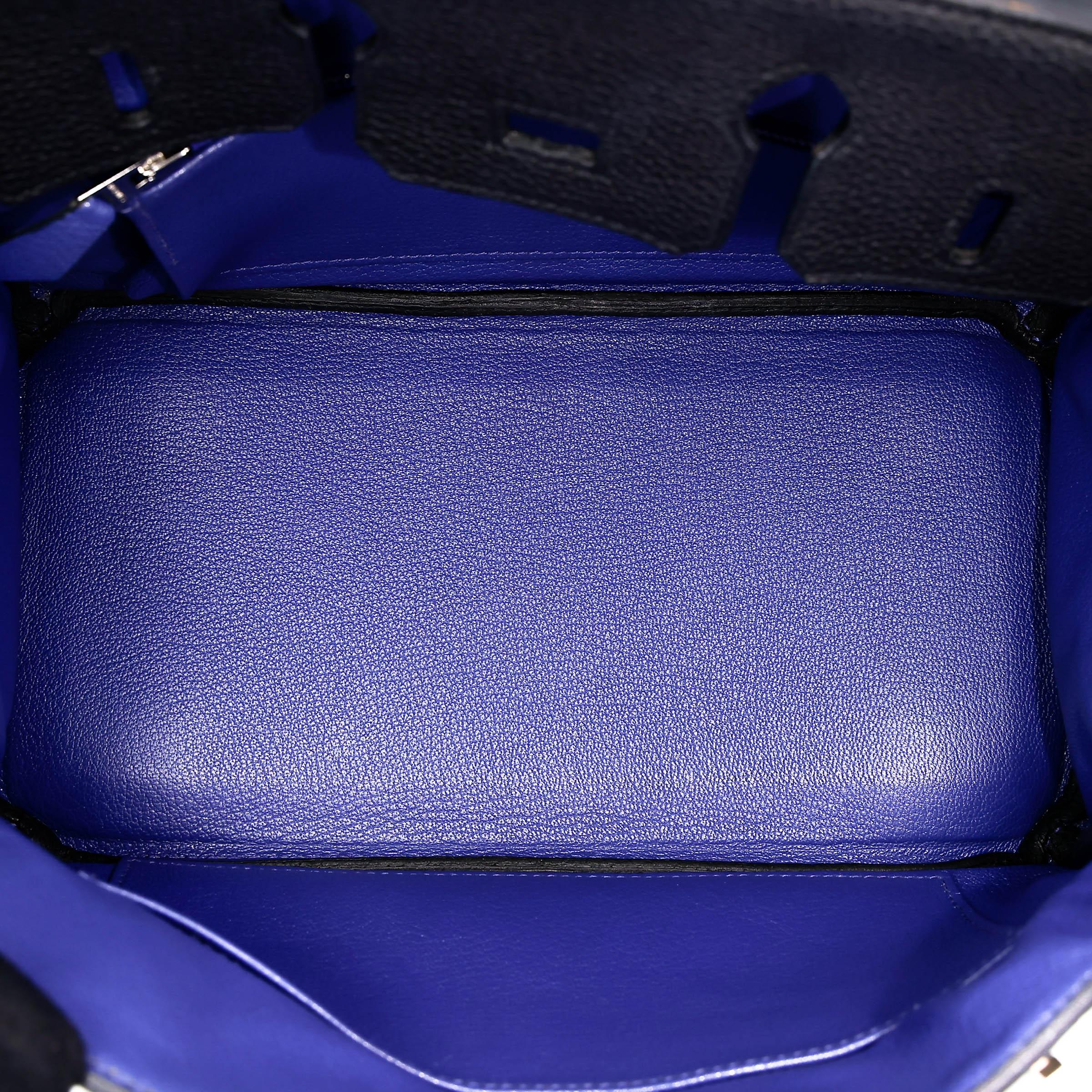 Very Good ( Rank A) HERMÈS Special Order Birkin 25 HSS Verso Noir (89) Bleu Saphir (73) Togo Brushed Palladium Z (2021) - 20