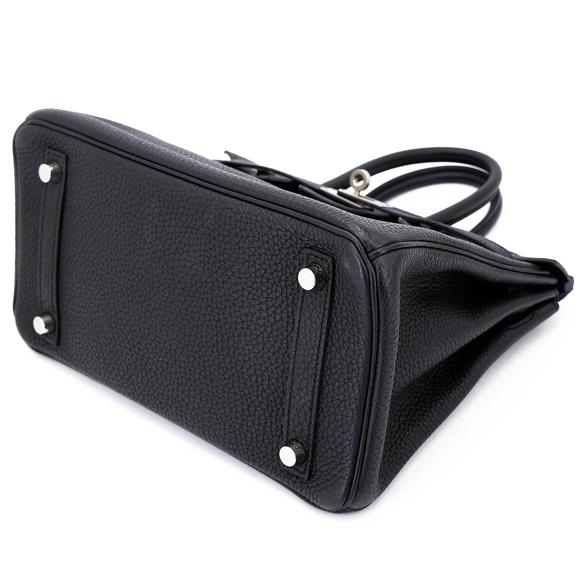 Very Good ( Rank A) HERMÈS Special Order Birkin 25 HSS Verso Noir (89) Bleu Saphir (73) Togo Brushed Palladium Z (2021) - 4